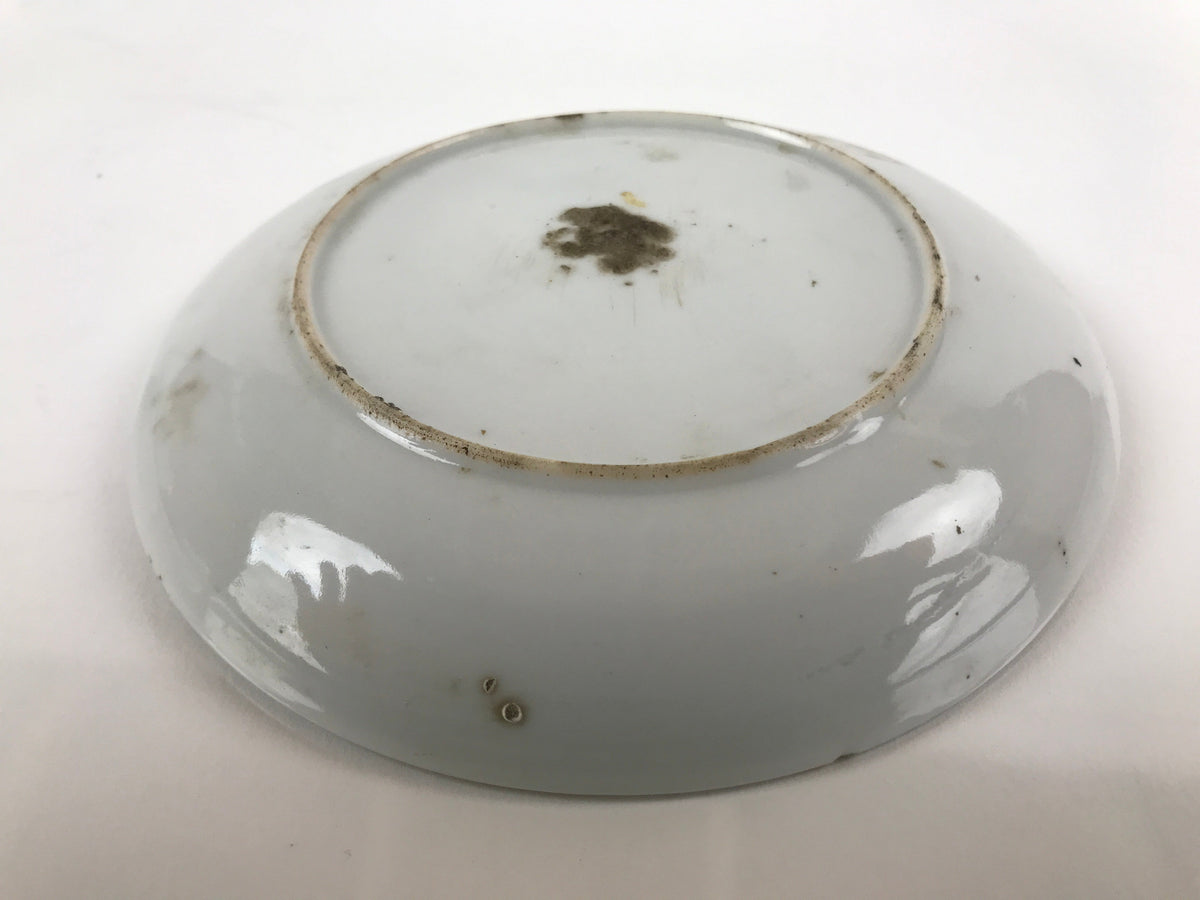 Japanese Porcelain Small Plate Kozara Vtg Plum Blossom Sun Black White PY693