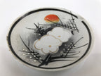 Japanese Porcelain Small Plate Kozara Vtg Plum Blossom Sun Black White PY712