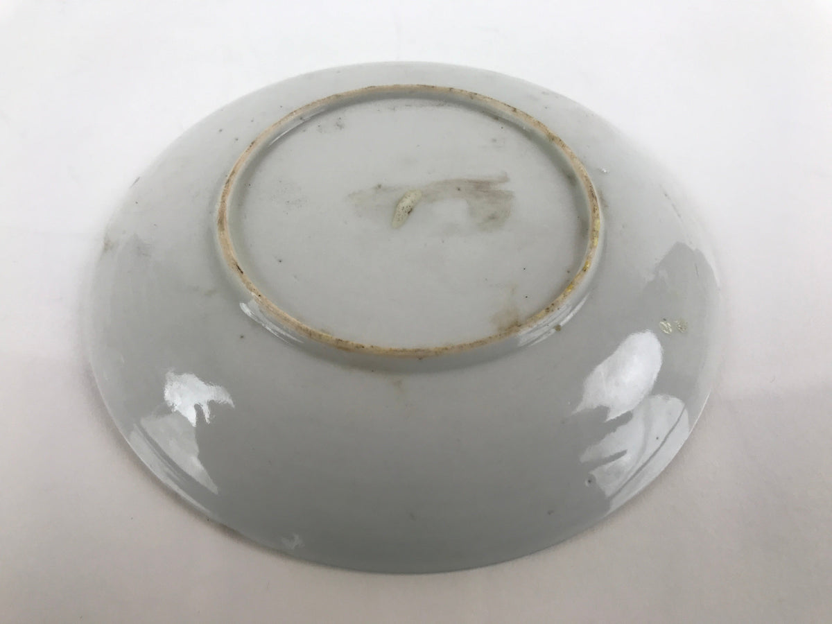 Japanese Porcelain Small Plate Kozara Vtg Plum Blossom Sun Black White PY712