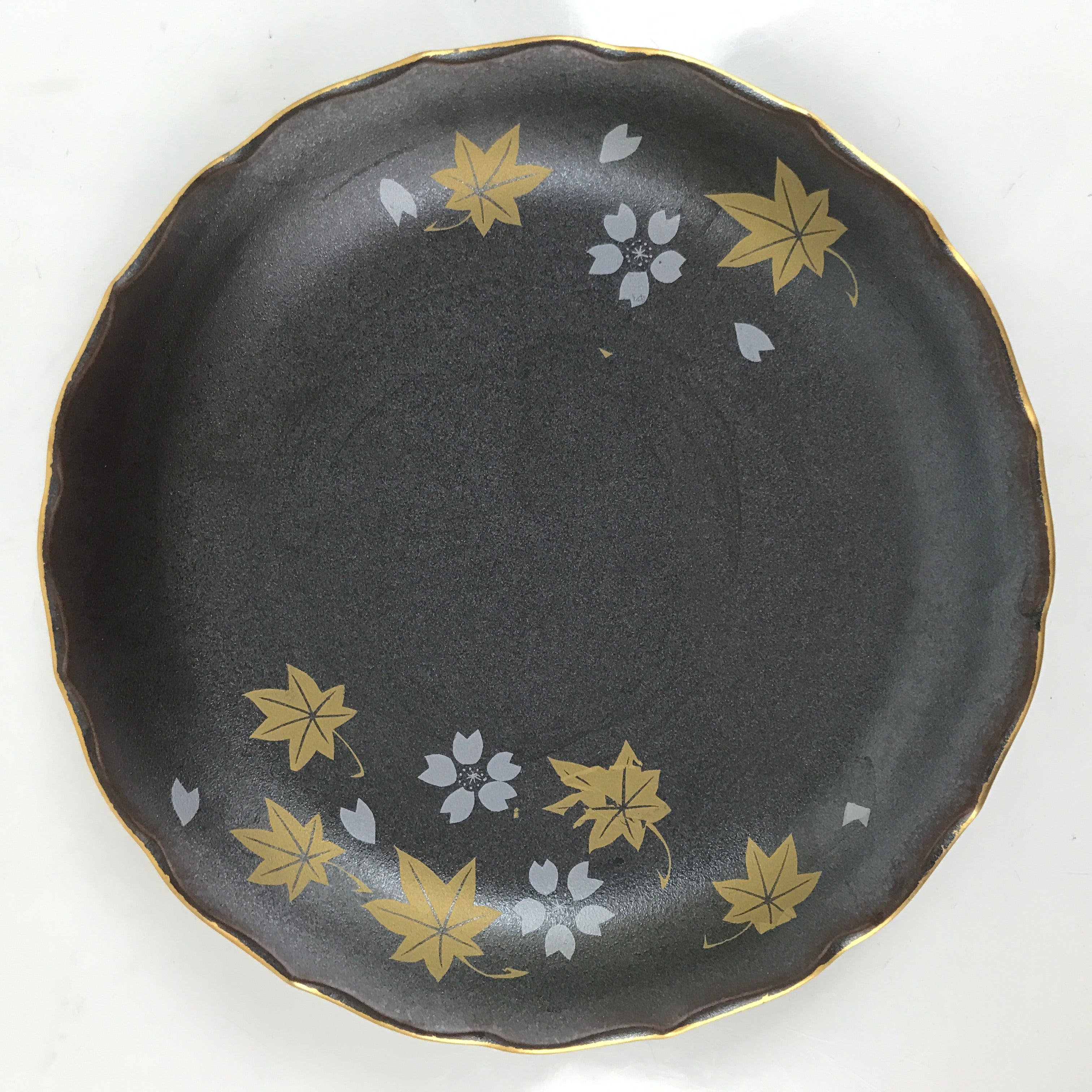 Japanese Porcelain Small Plate Kozara Vtg Sara Cherry Blossom Maple Leaf Y189