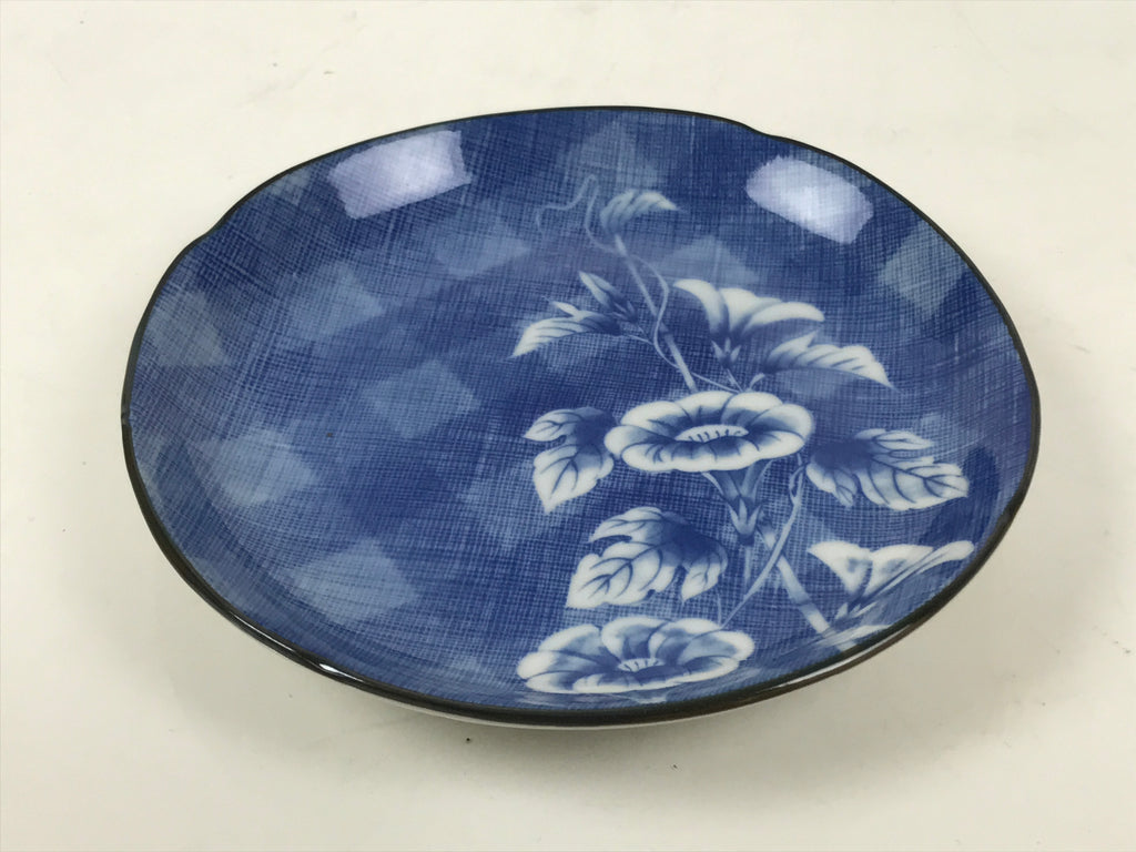 Japanese Porcelain Small Plate Kozara Vtg Sara Morning Glory Asagao Blue Y338