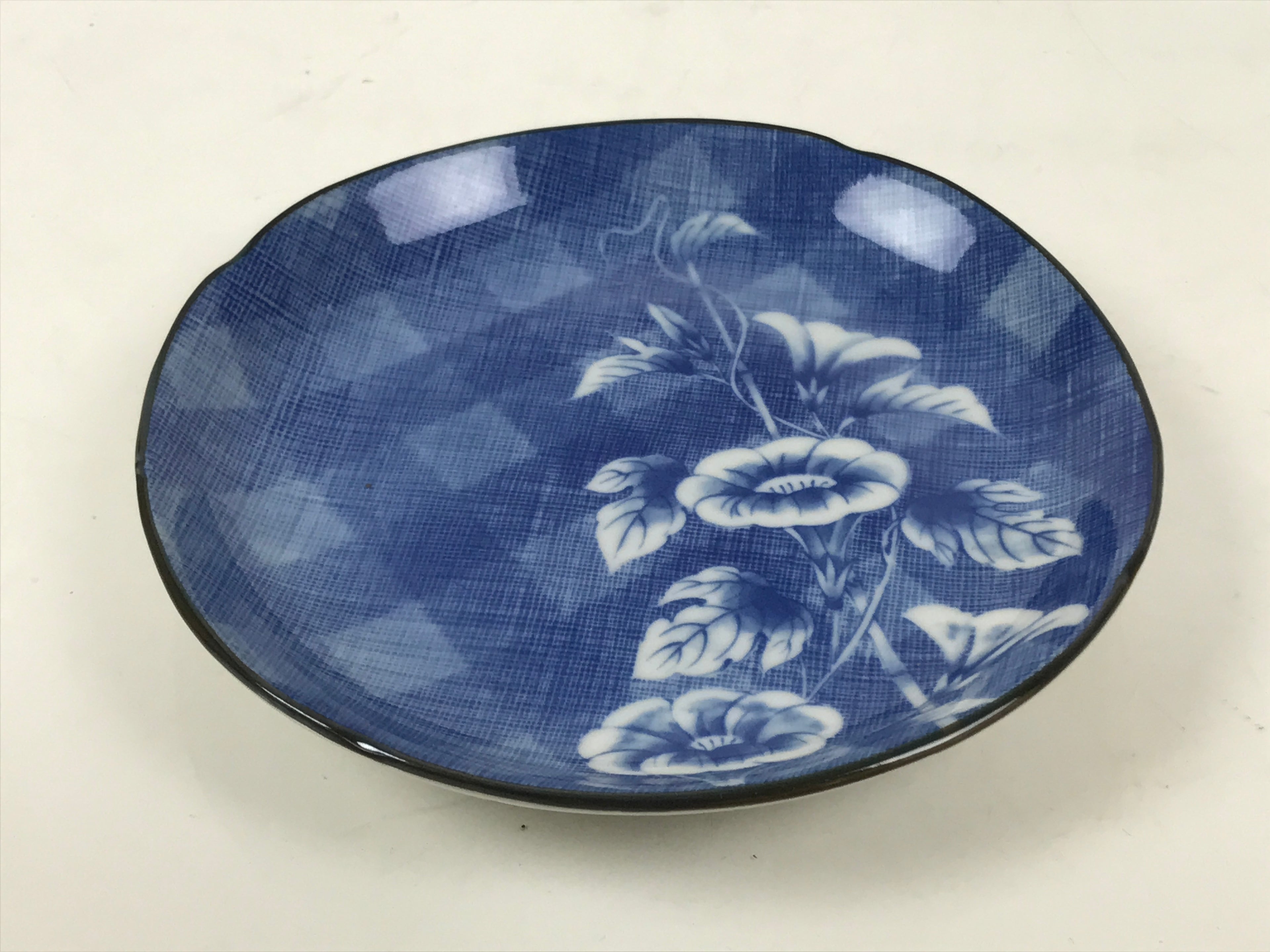 Japanese Porcelain Small Plate Kozara Vtg Sara Morning Glory Asagao Blue Y338