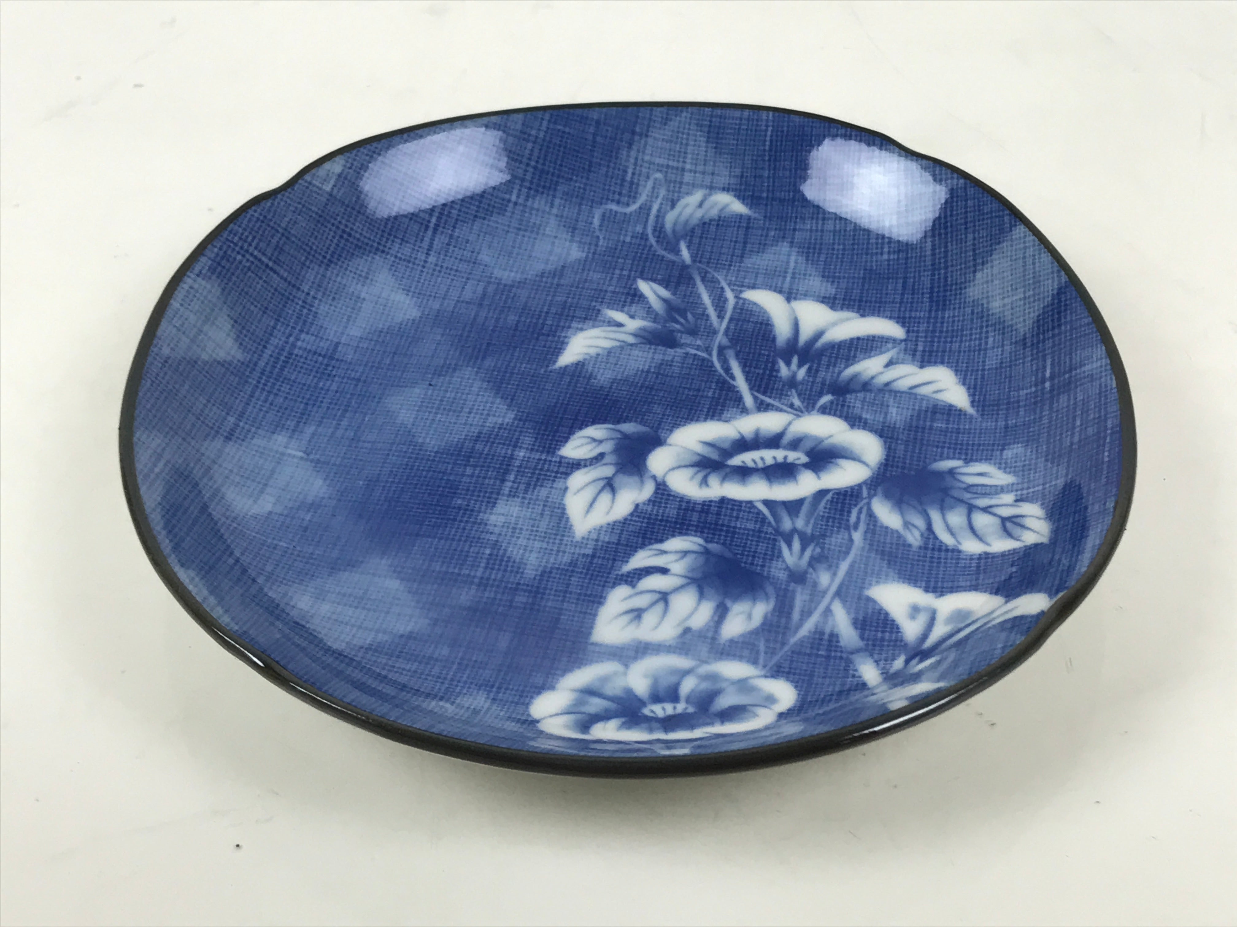 Japanese Porcelain Small Plate Kozara Vtg Sara Morning Glory Asagao Blue Y339