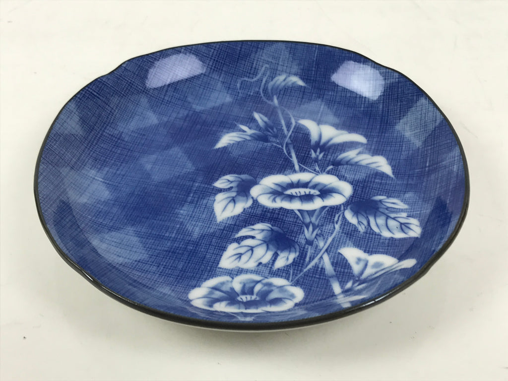 Japanese Porcelain Small Plate Kozara Vtg Sara Morning Glory Asagao Blue Y340