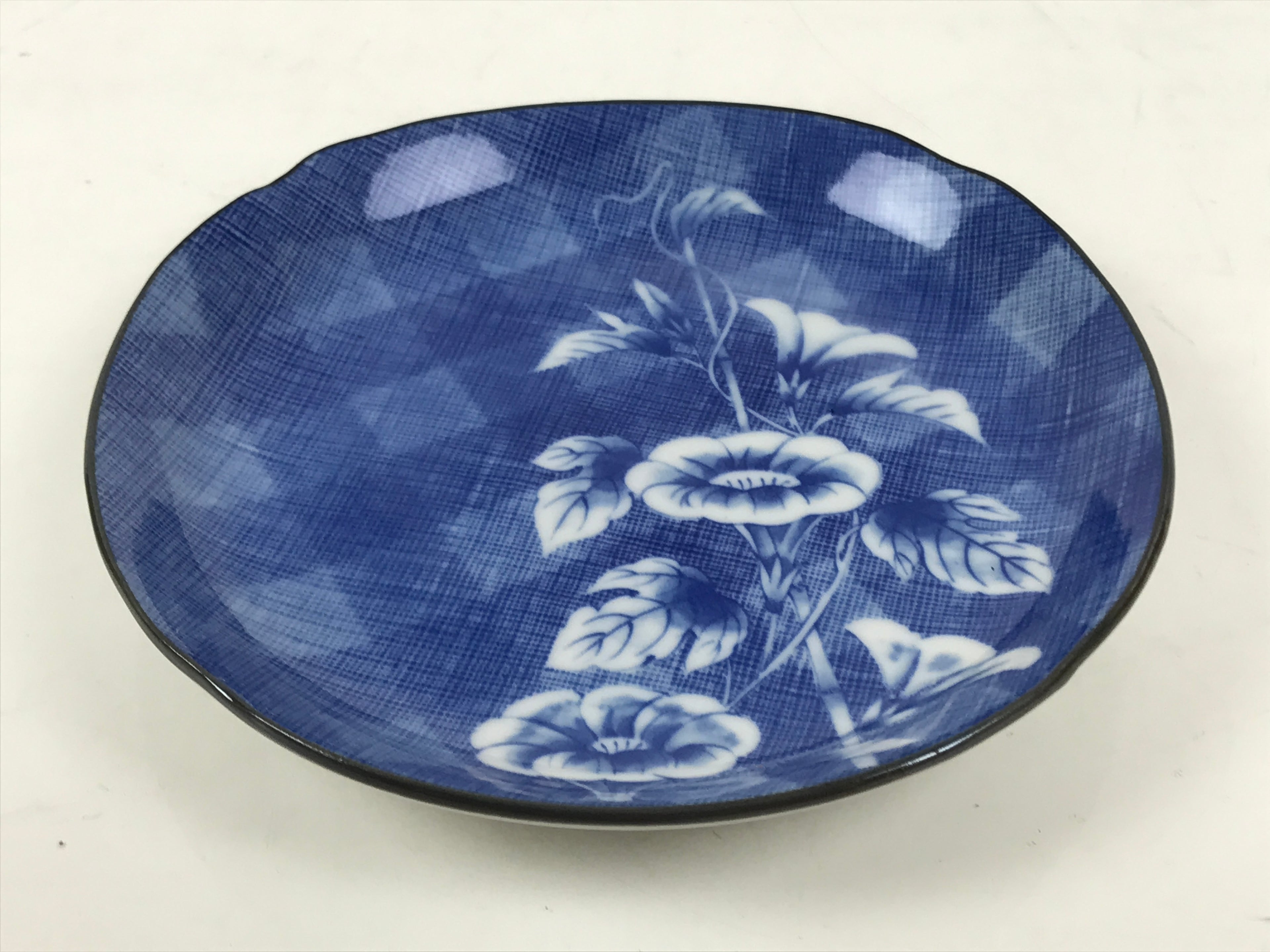 Japanese Porcelain Small Plate Kozara Vtg Sara Morning Glory Asagao Blue Y340