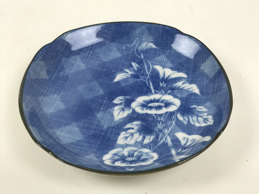 Japanese Porcelain Small Plate Kozara Vtg Sara Morning Glory Asagao Blue Y341