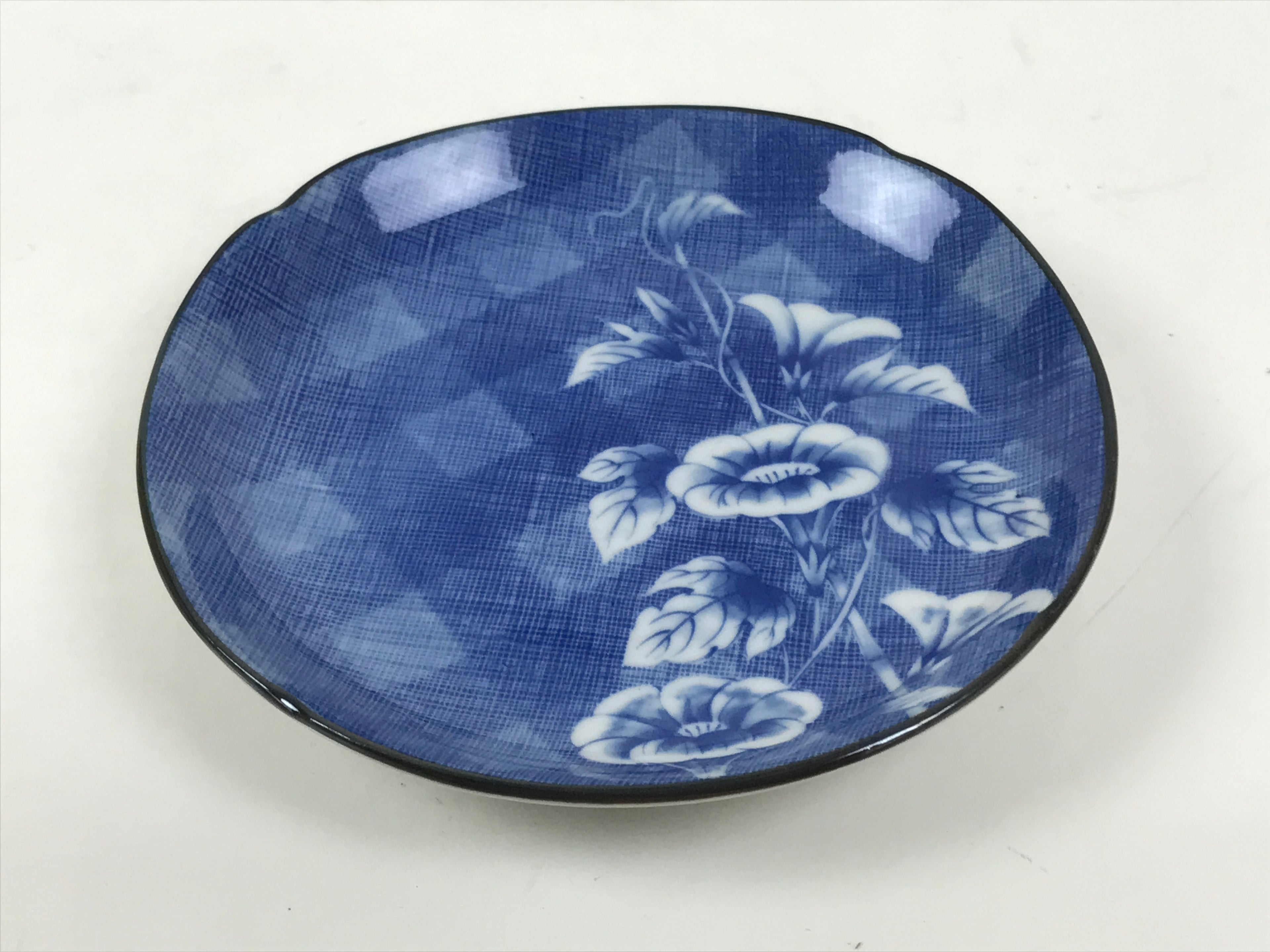 Japanese Porcelain Small Plate Kozara Vtg Sara Morning Glory Asagao Blue Y342