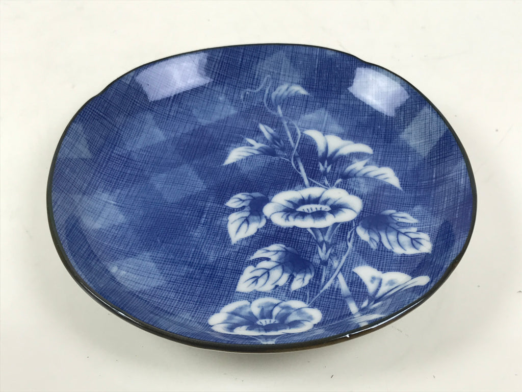 Japanese Porcelain Small Plate Kozara Vtg Sara Morning Glory Asagao Blue Y343