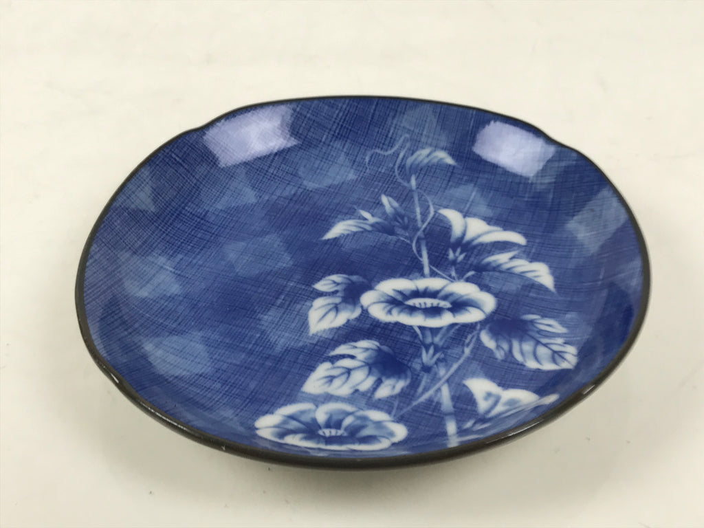 Japanese Porcelain Small Plate Kozara Vtg Sara Morning Glory Asagao Blue Y345
