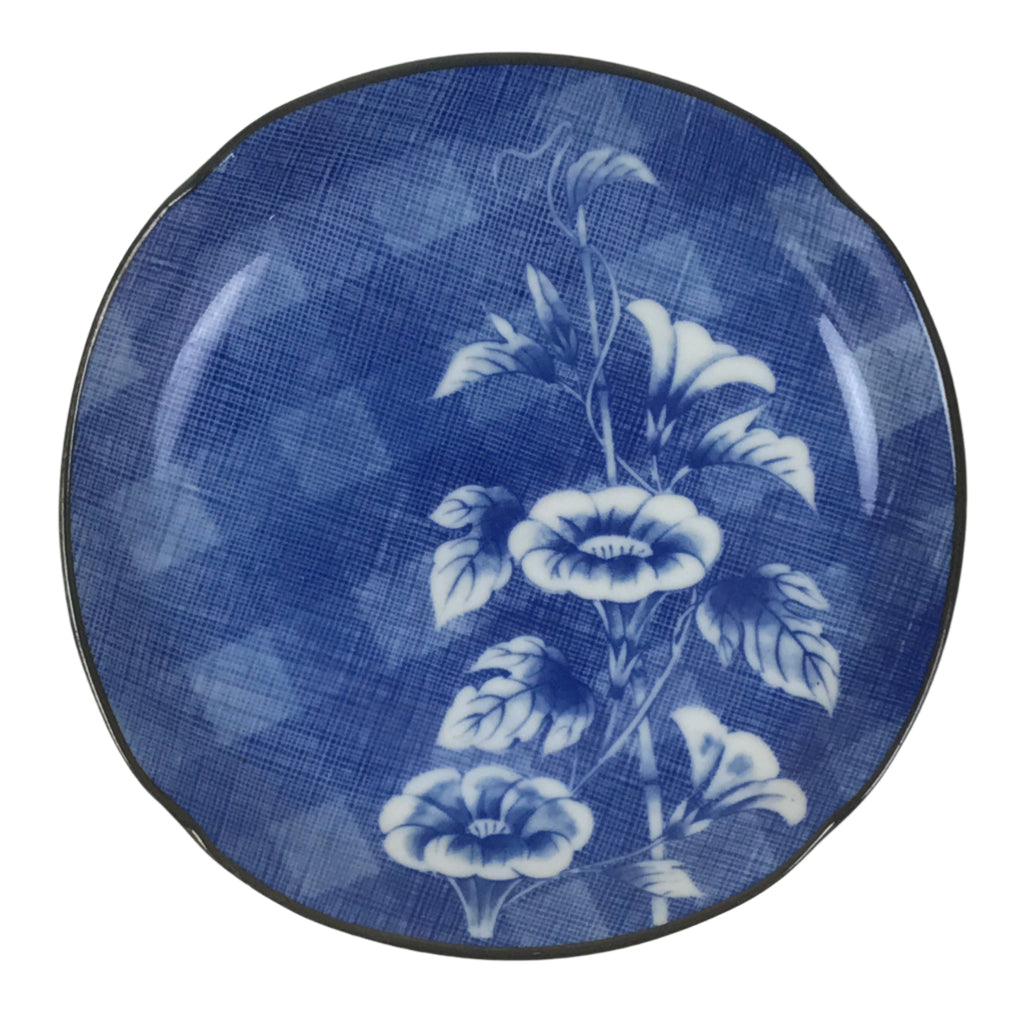Japanese Porcelain Small Plate Kozara Vtg Sara Morning Glory Asagao Blue Y345
