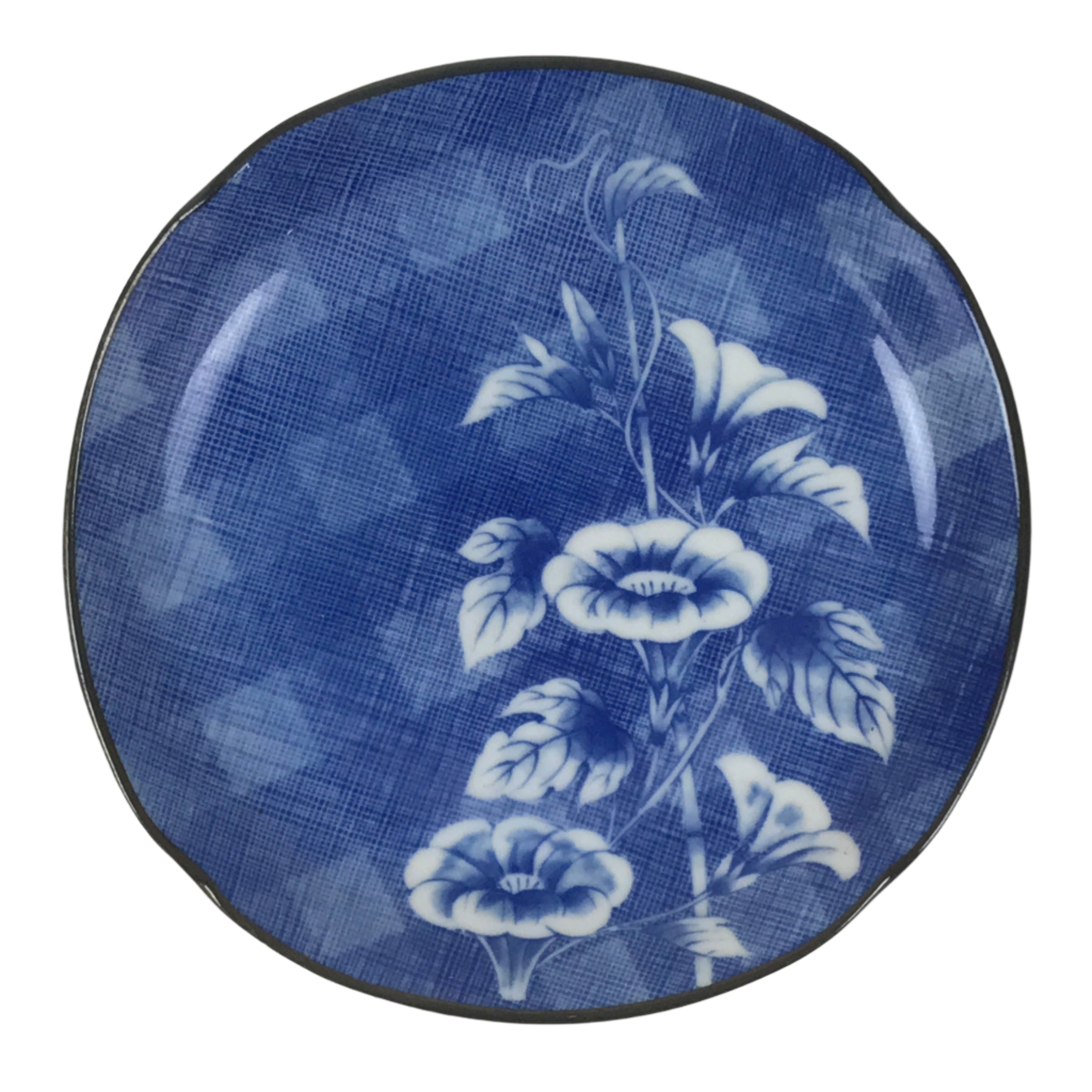 Japanese Porcelain Small Plate Kozara Vtg Sara Morning Glory Asagao Blue Y345