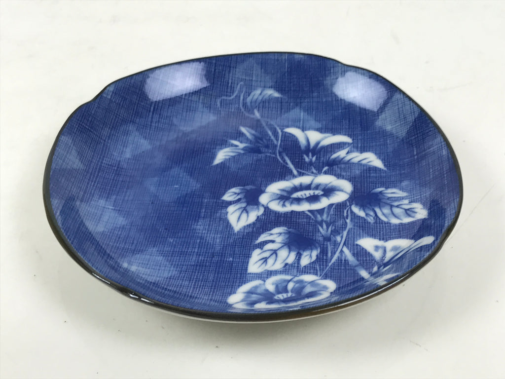 Japanese Porcelain Small Plate Kozara Vtg Sara Morning Glory Asagao Blue Y346