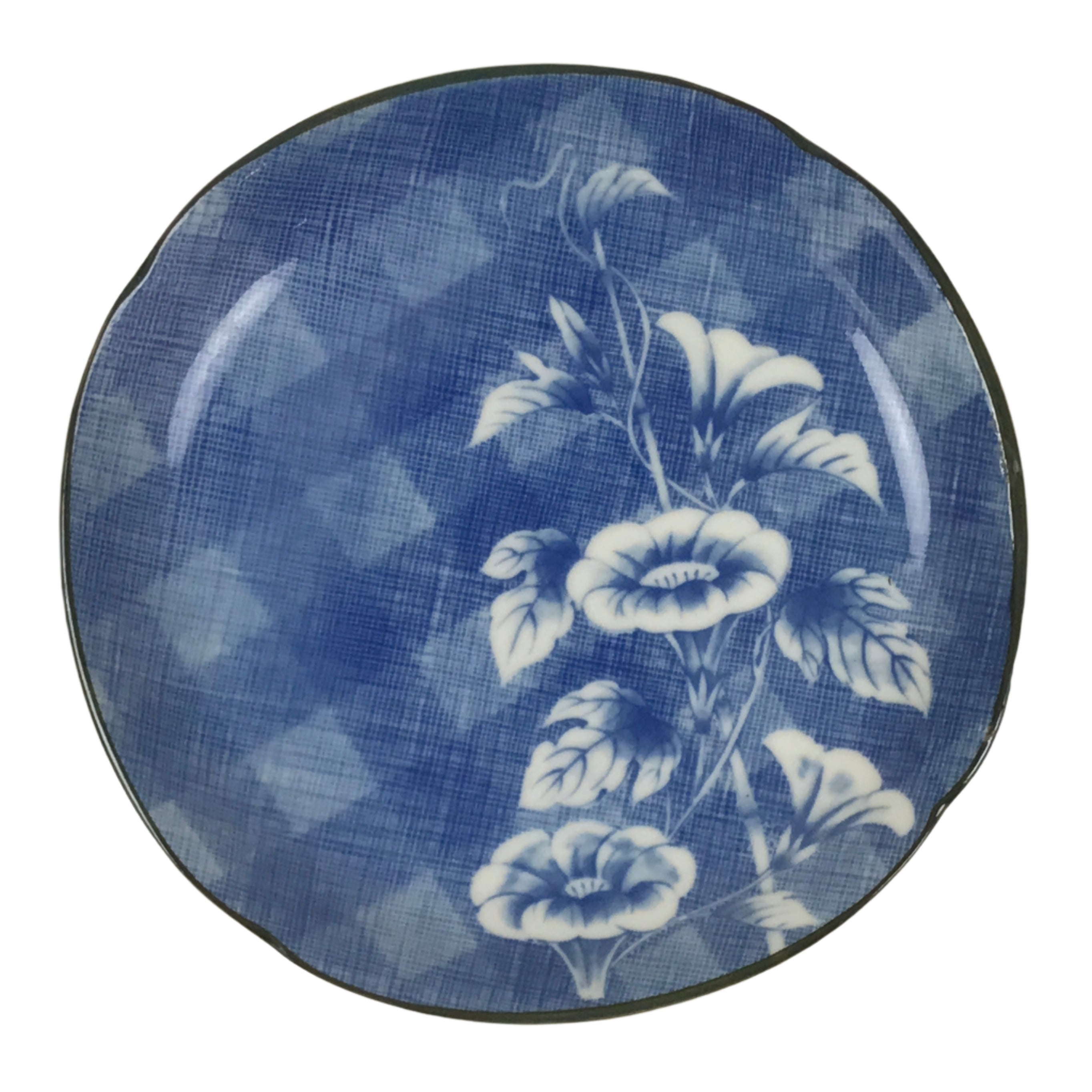 Japanese Porcelain Small Plate Kozara Vtg Sara Morning Glory Asagao Blue Y347