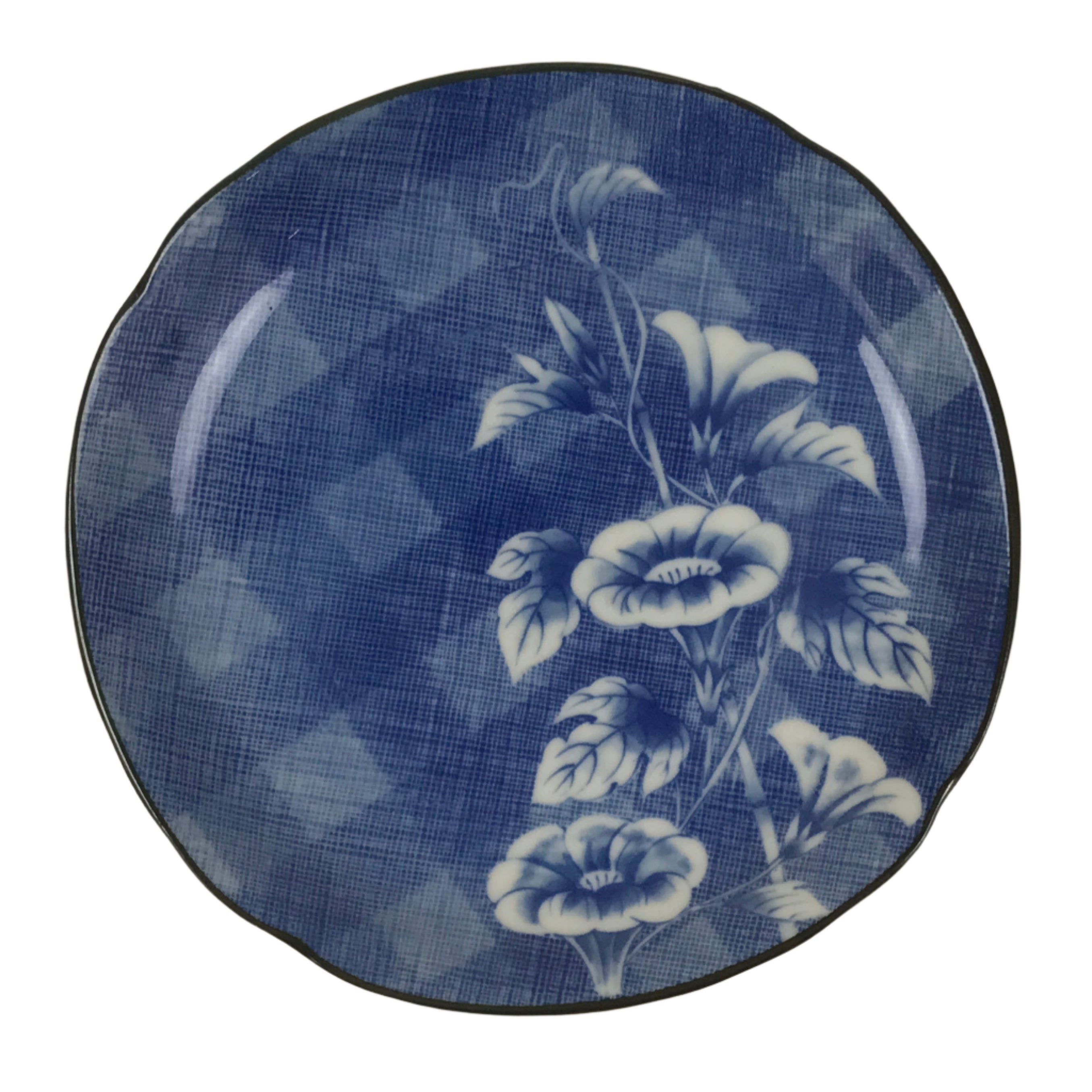 Japanese Porcelain Small Plate Kozara Vtg Sara Morning Glory Asagao Blue Y350