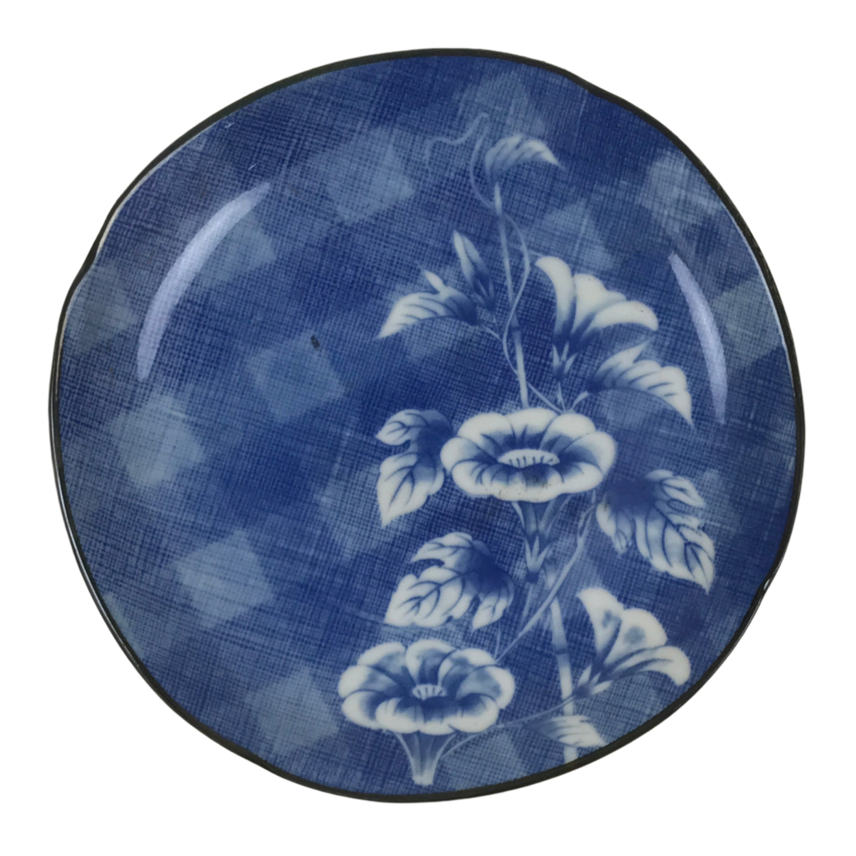 Japanese Porcelain Small Plate Kozara Vtg Sara Morning Glory Asagao Blue Y354