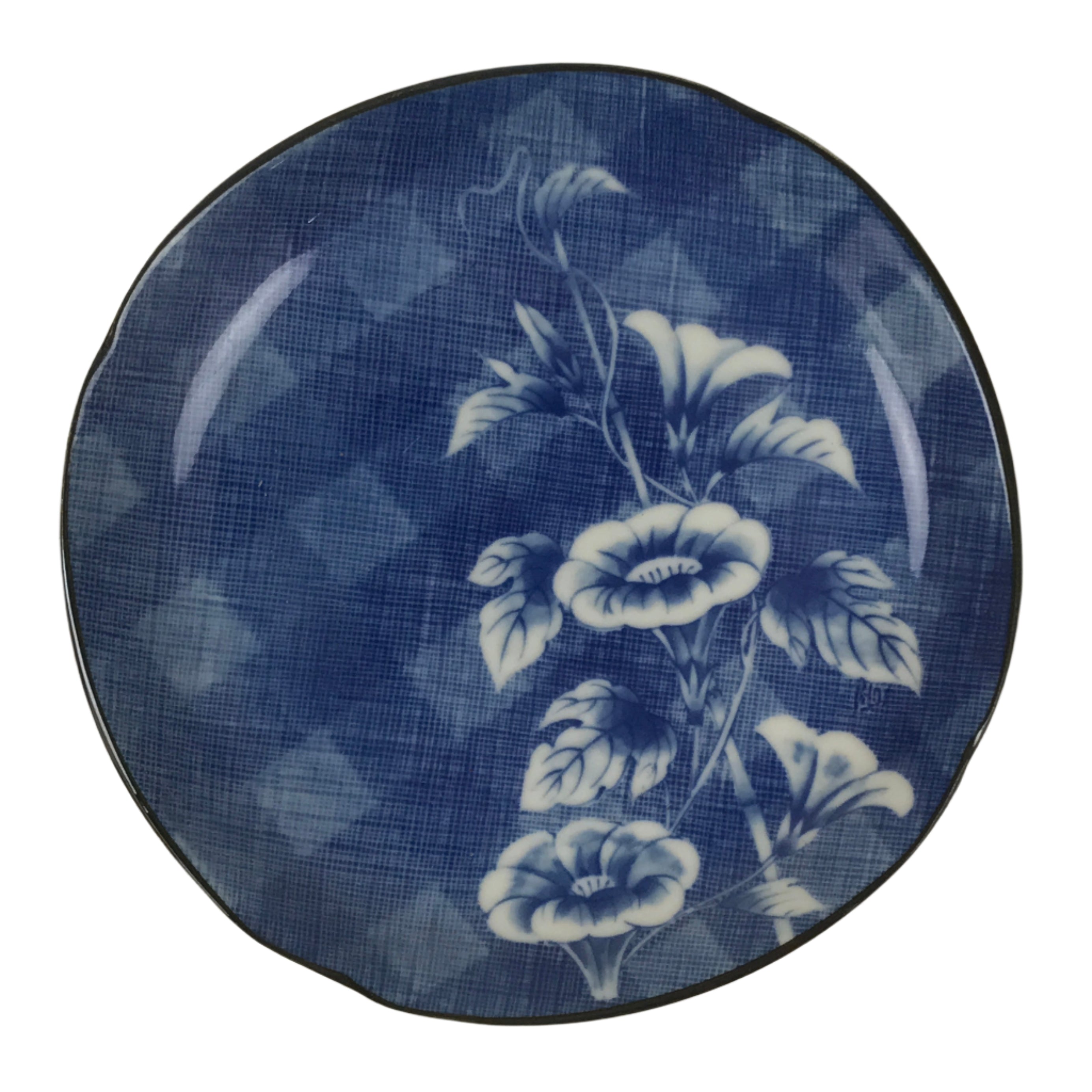 Japanese Porcelain Small Plate Kozara Vtg Sara Morning Glory Asagao Blue Y355