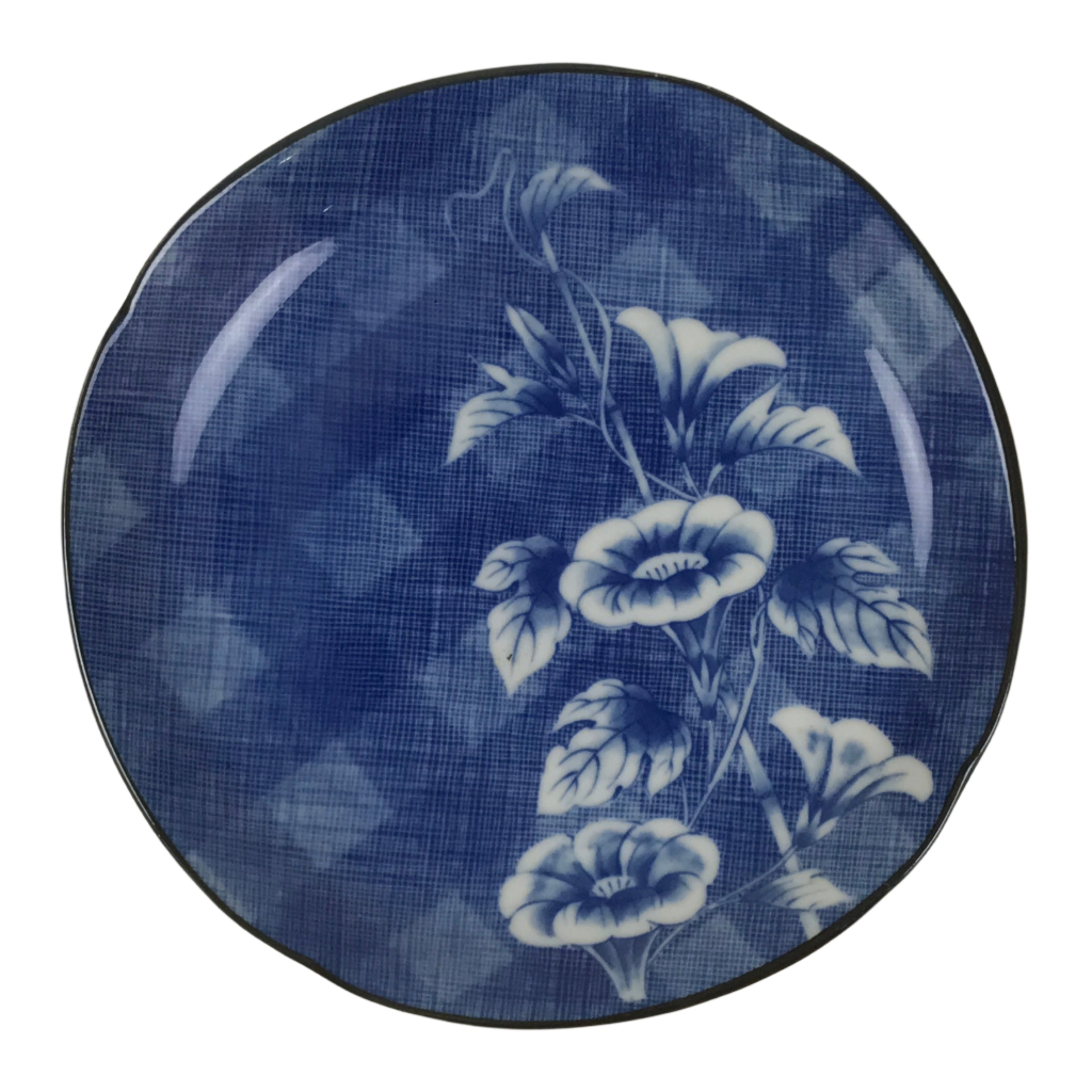 Japanese Porcelain Small Plate Kozara Vtg Sara Morning Glory Asagao Blue Y356