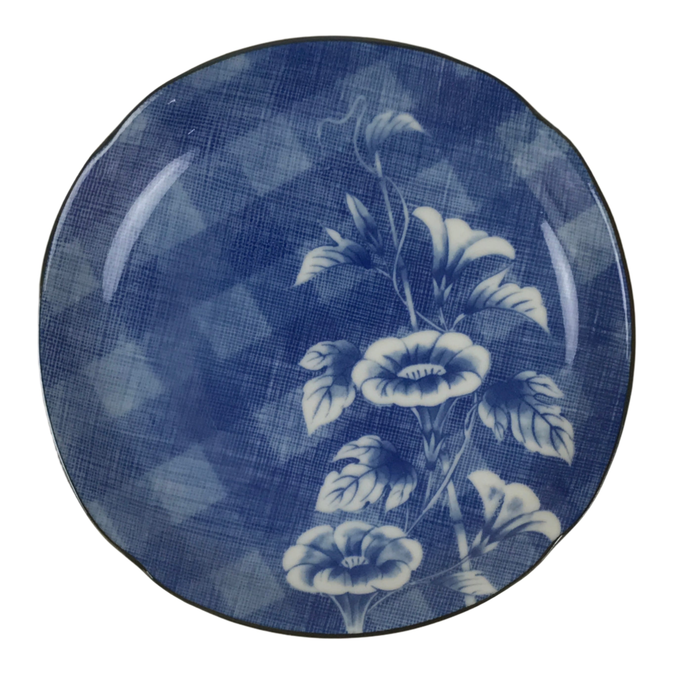 Japanese Porcelain Small Plate Kozara Vtg Sara Morning Glory Asagao Blue Y359