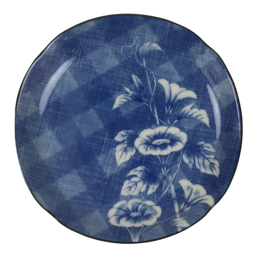 Japanese Porcelain Small Plate Kozara Vtg Sara Morning Glory Asagao Blue Y359