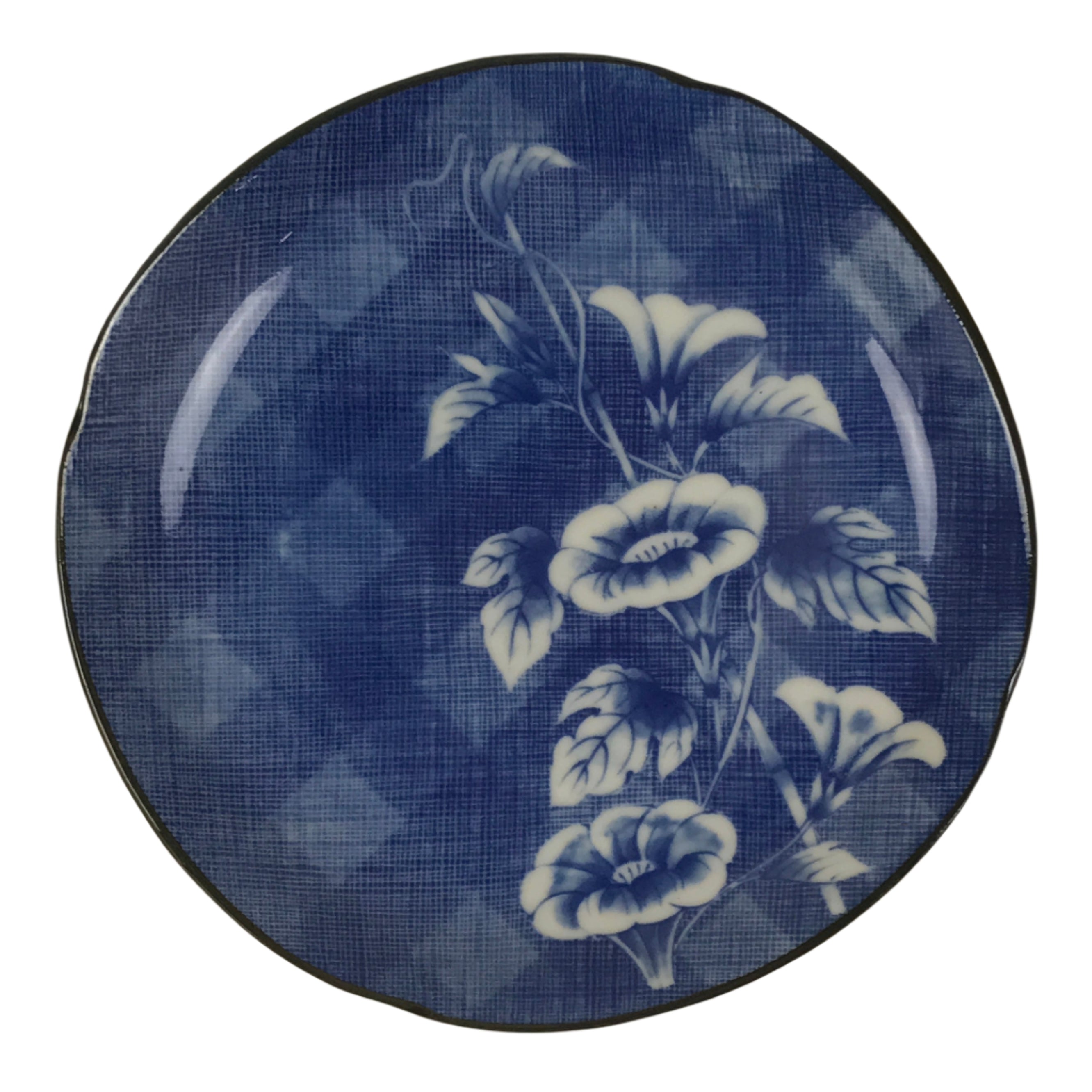 Japanese Porcelain Small Plate Kozara Vtg Sara Morning Glory Asagao Blue Y360