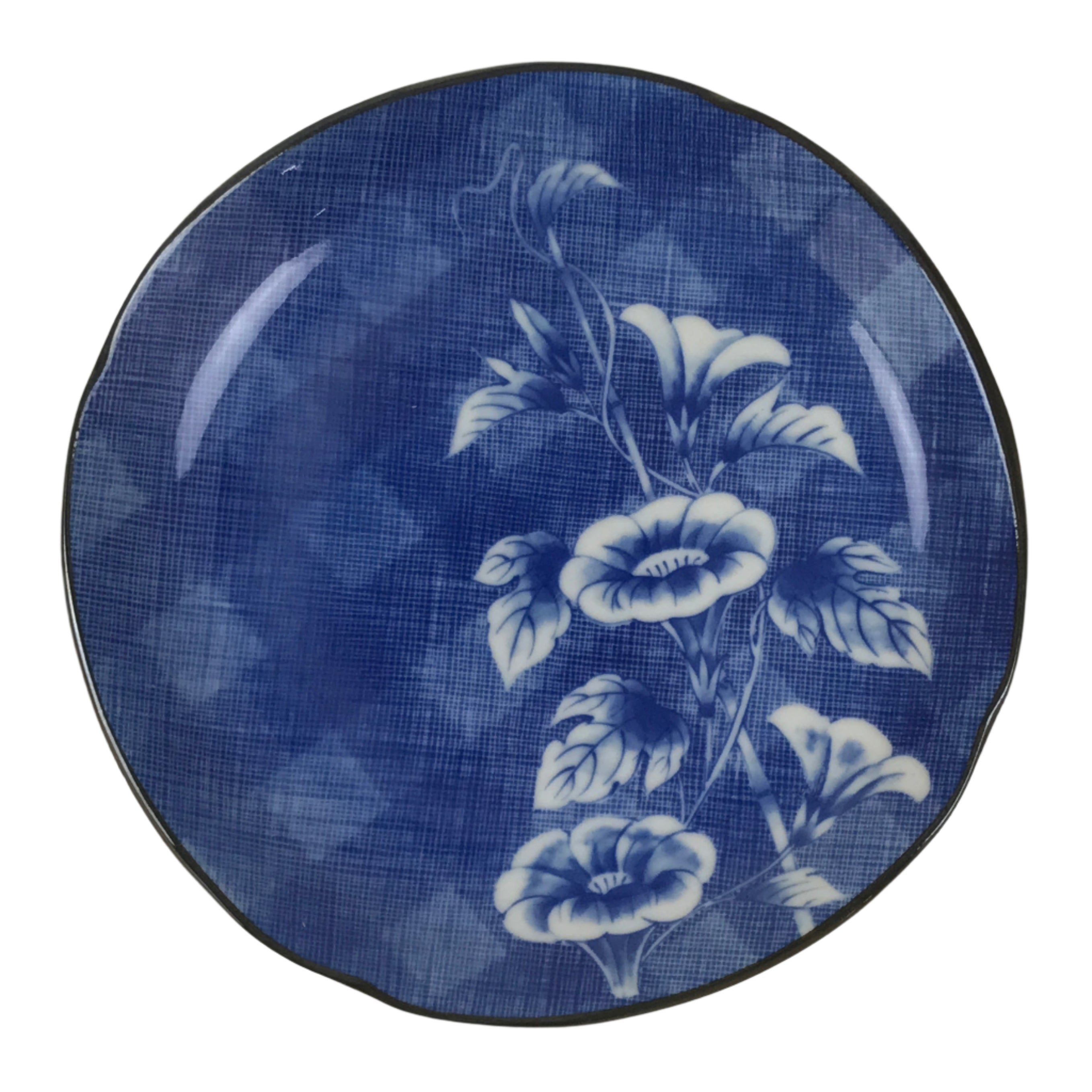 Japanese Porcelain Small Plate Kozara Vtg Sara Morning Glory Asagao Blue Y362