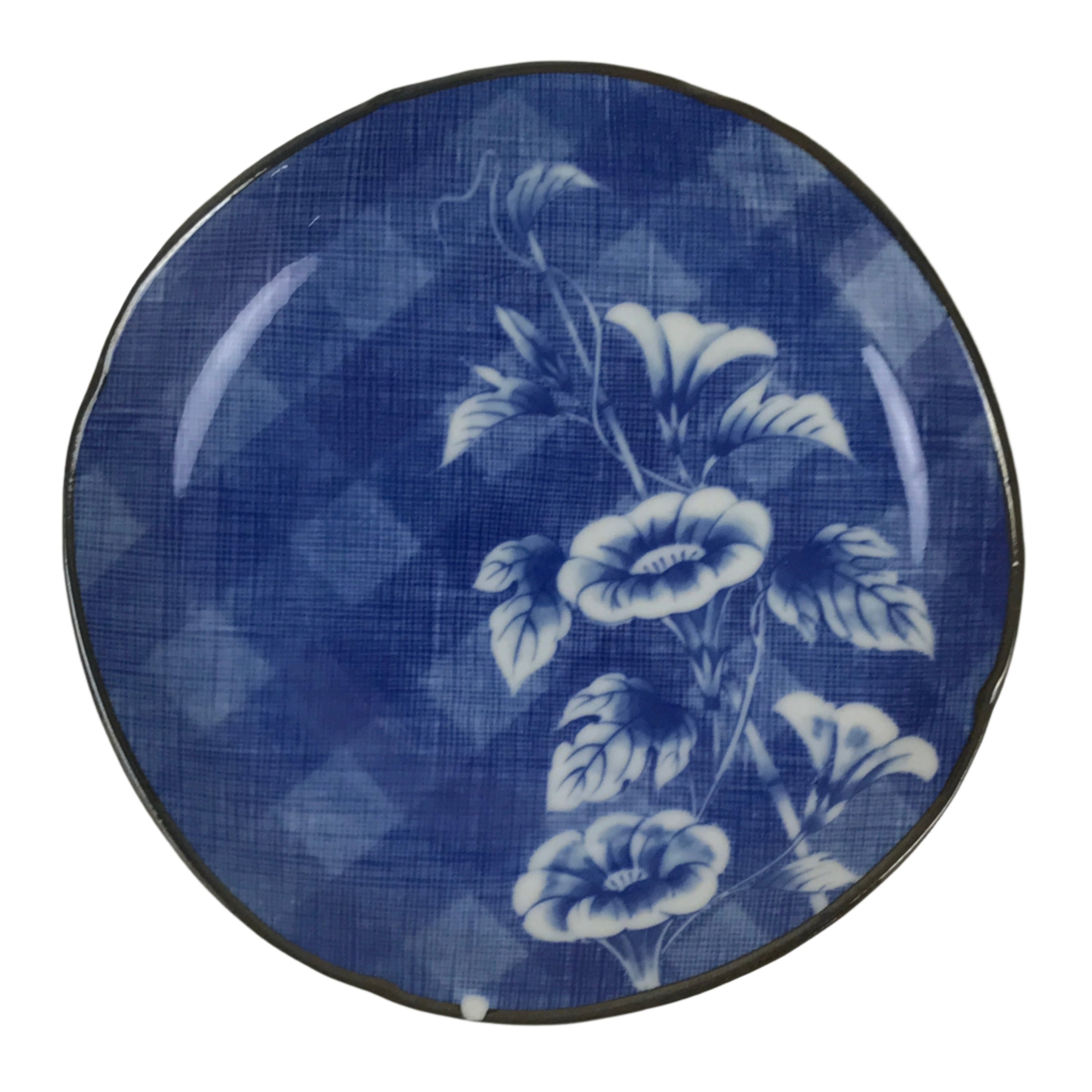 Japanese Porcelain Small Plate Kozara Vtg Sara Morning Glory Asagao Blue Y364