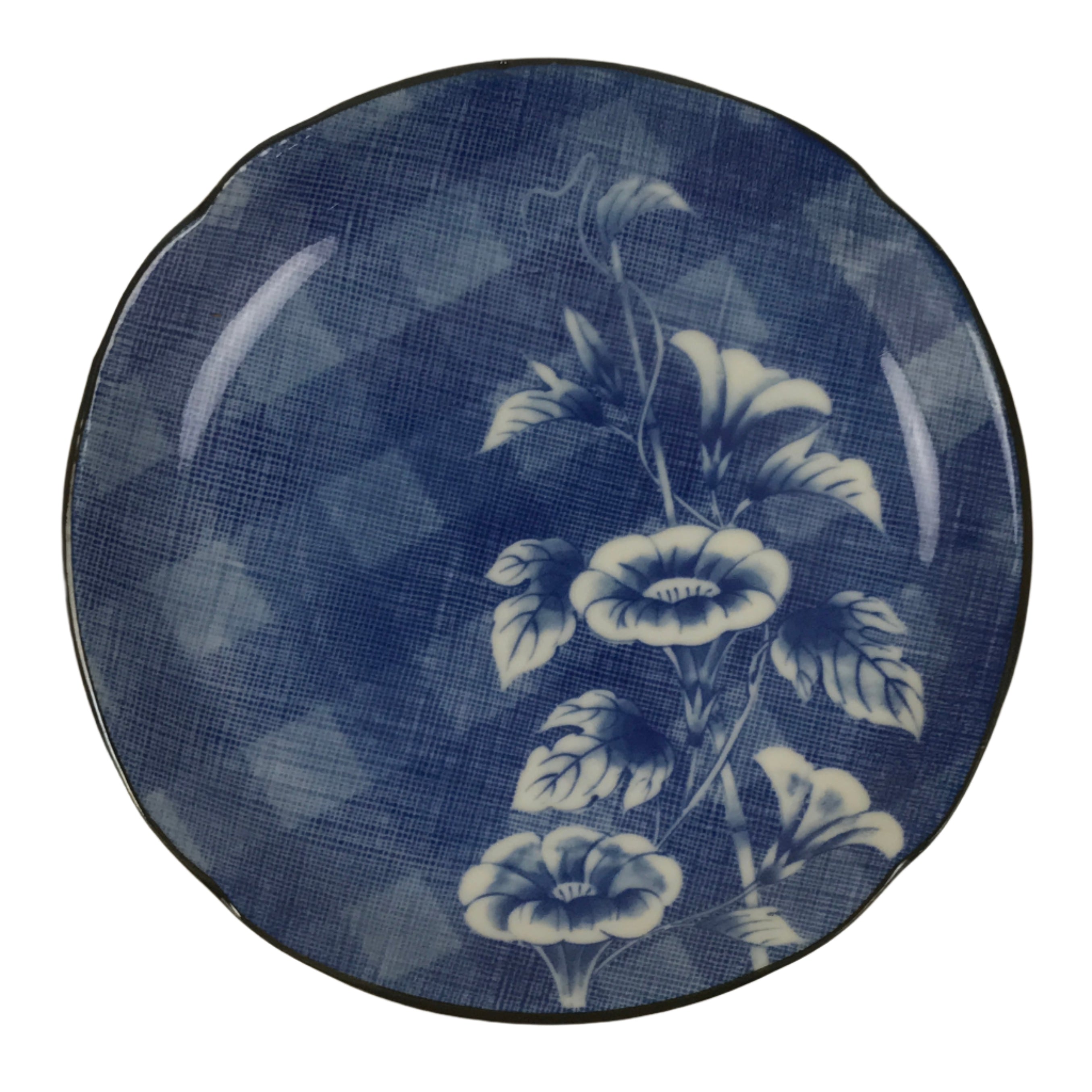 Japanese Porcelain Small Plate Kozara Vtg Sara Morning Glory Asagao Blue Y366