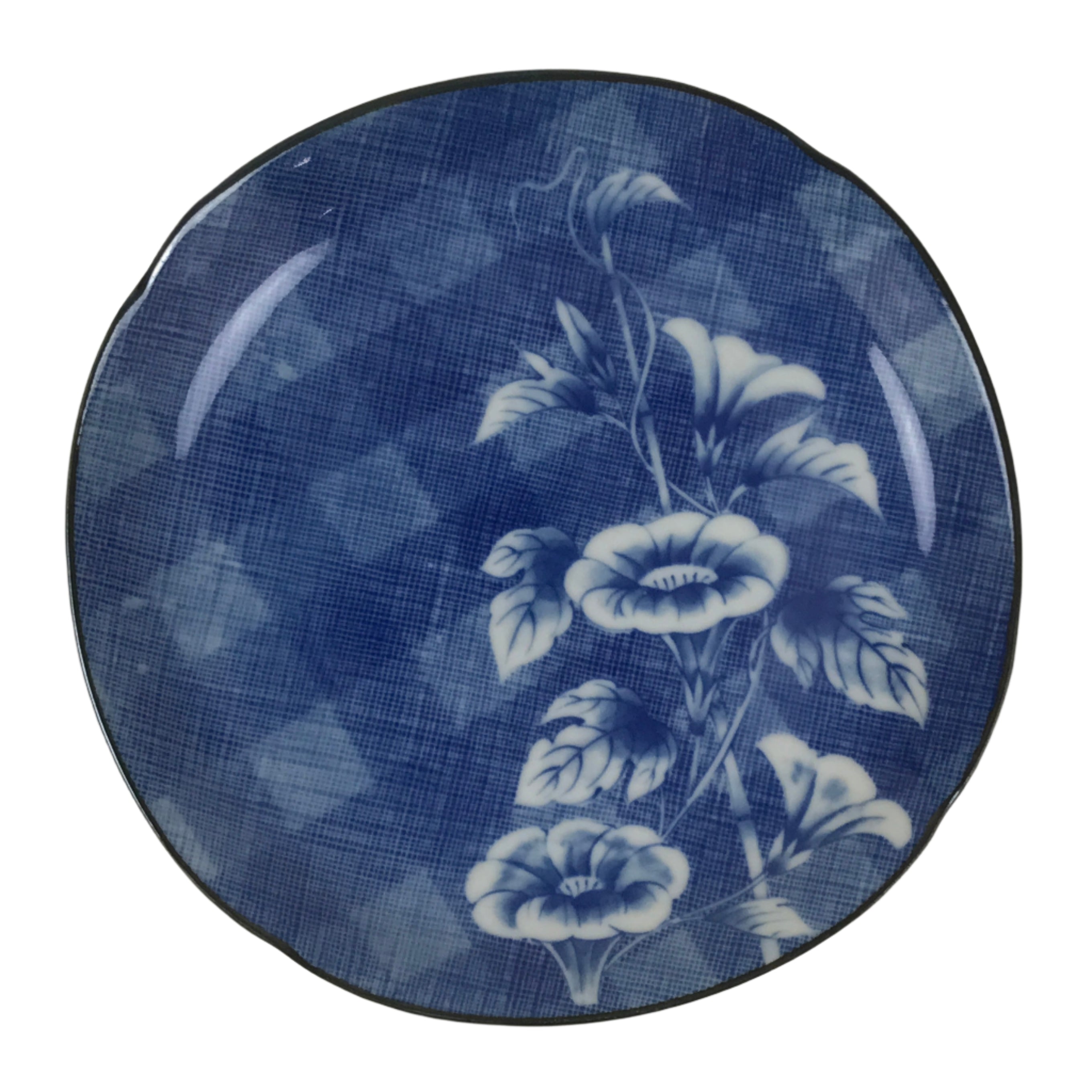 Japanese Porcelain Small Plate Kozara Vtg Sara Morning Glory Asagao Blue Y368