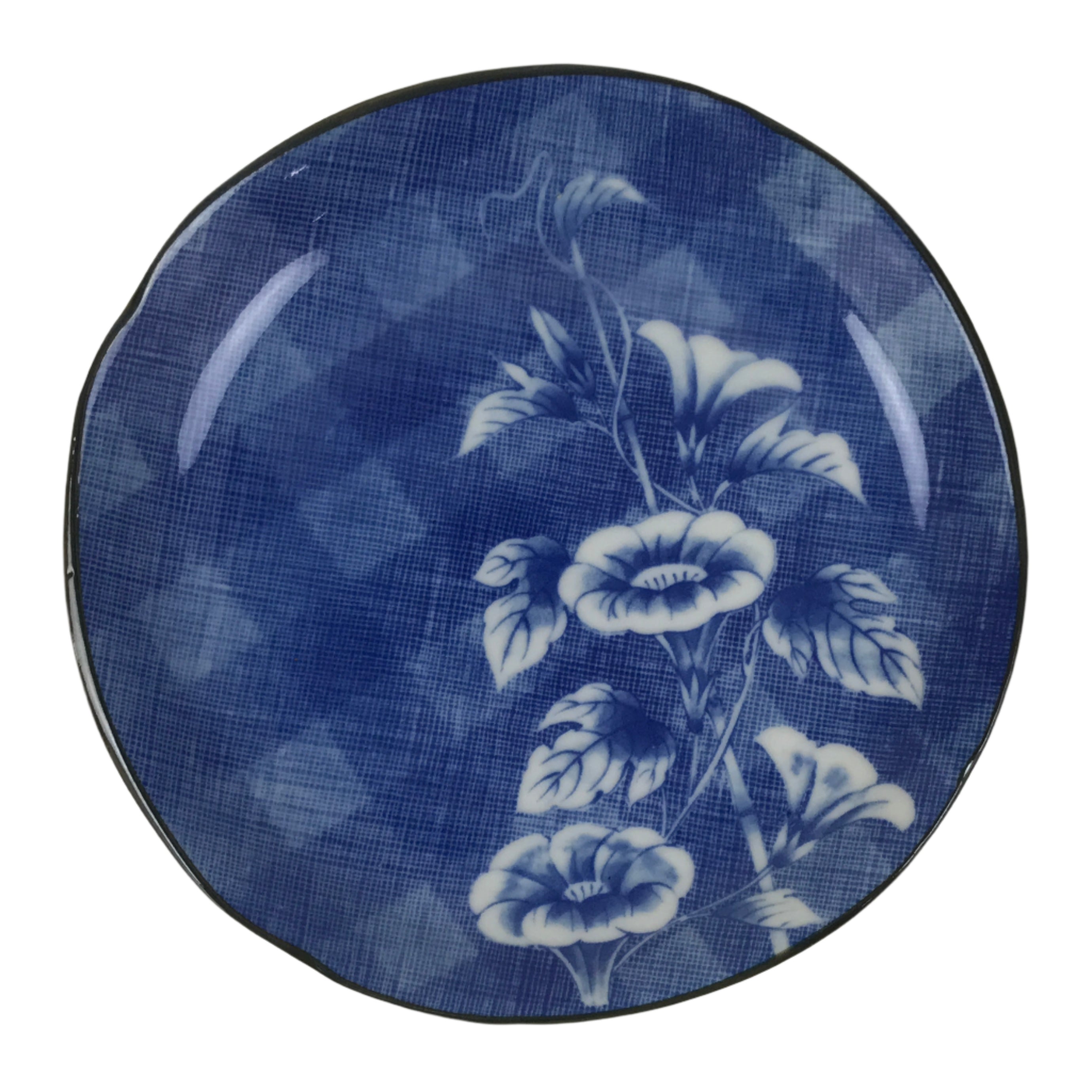 Japanese Porcelain Small Plate Kozara Vtg Sara Morning Glory Asagao Blue Y371