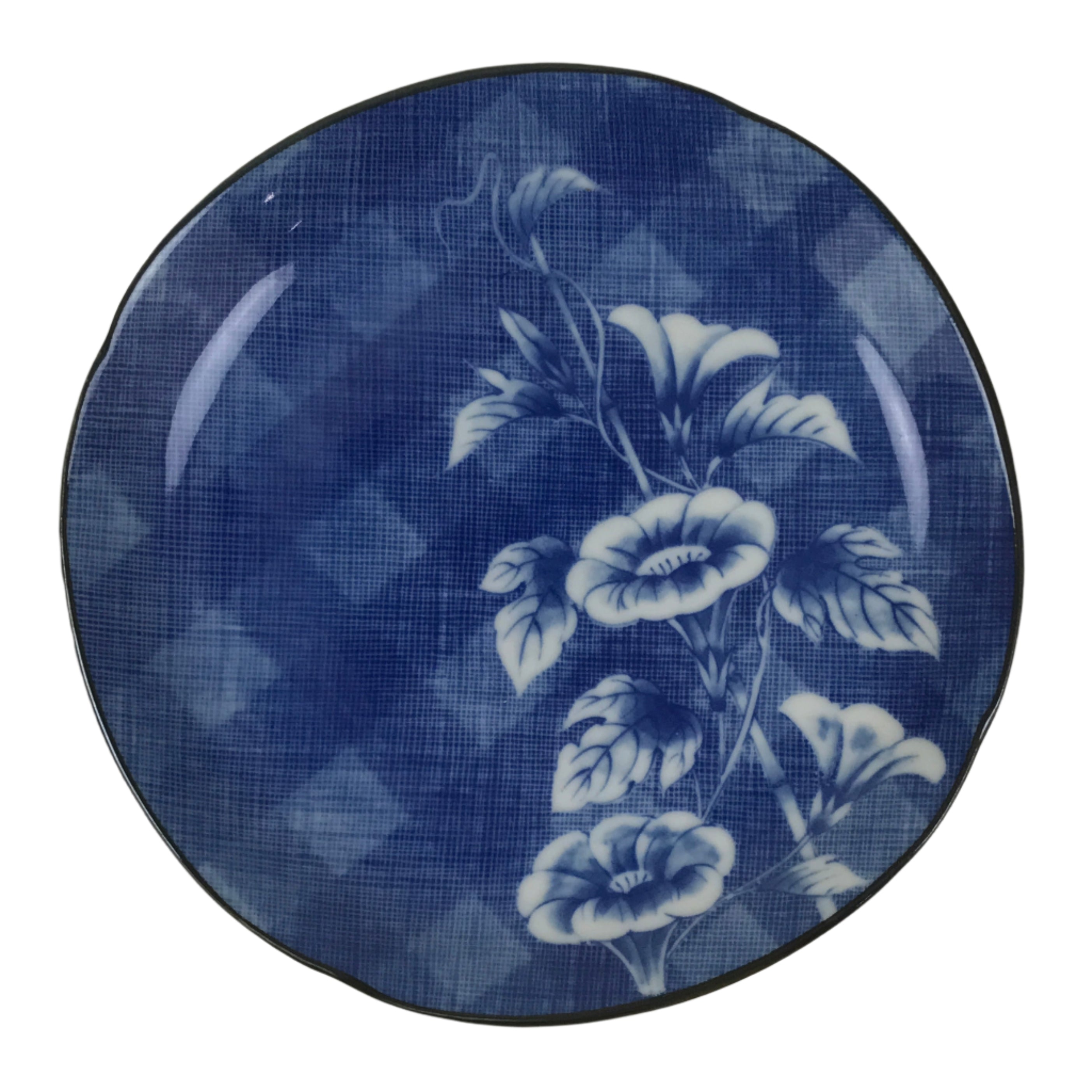 Japanese Porcelain Small Plate Kozara Vtg Sara Morning Glory Asagao Blue Y372
