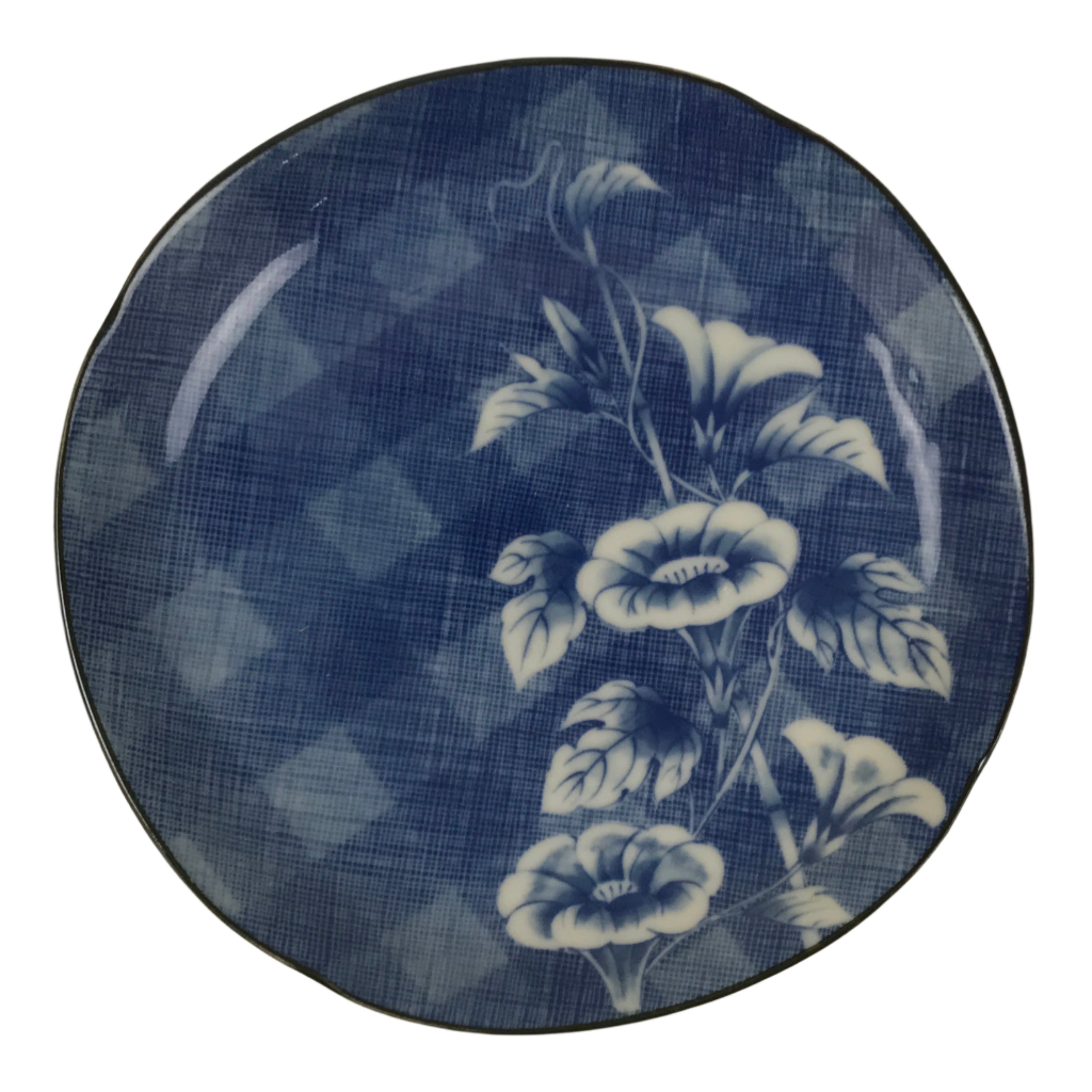 Japanese Porcelain Small Plate Kozara Vtg Sara Morning Glory Asagao Blue Y373