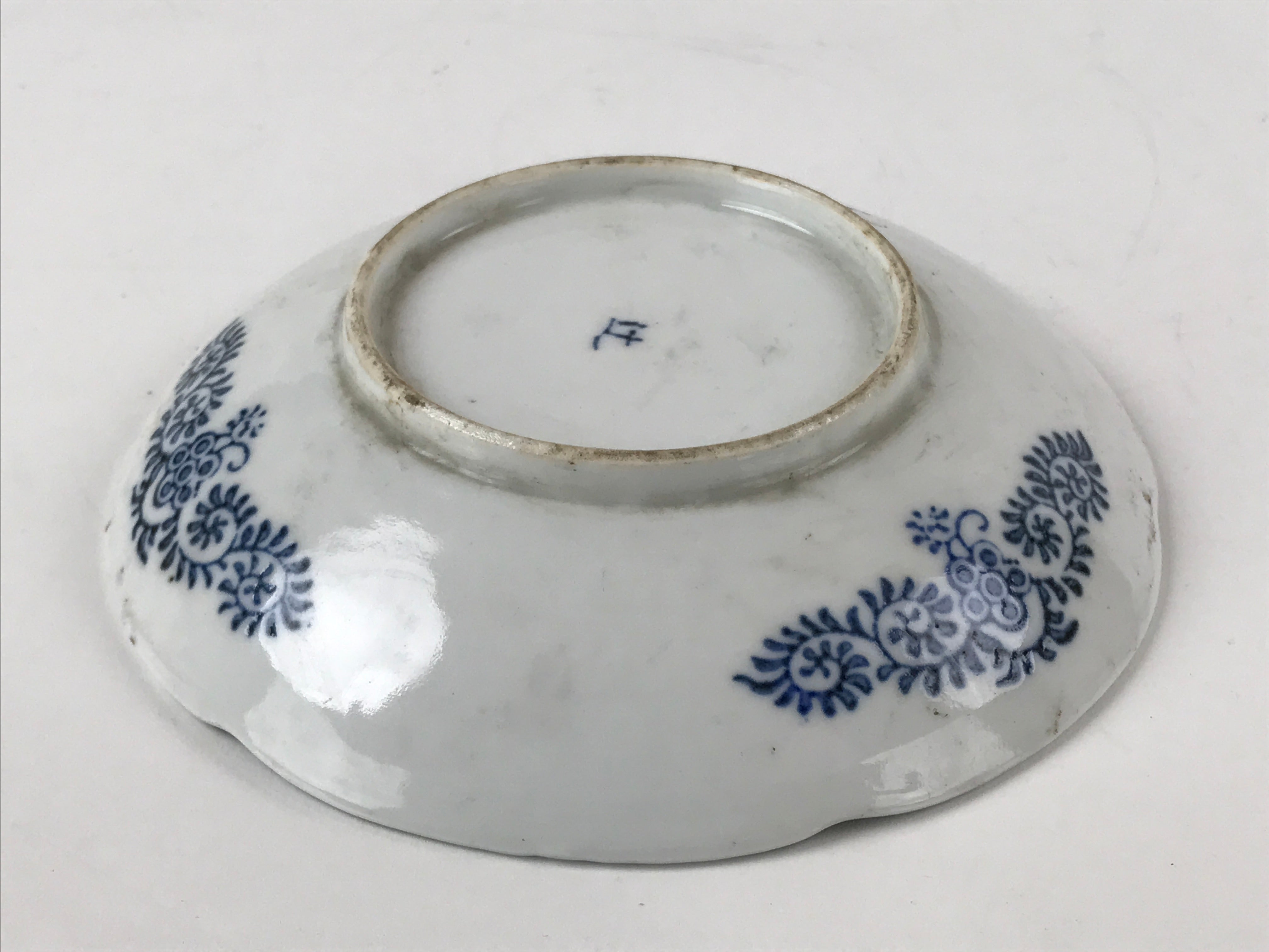 Japanese Porcelain Small Plate Kozara Vtg Sometsuke Peony Botan Blue White PY649