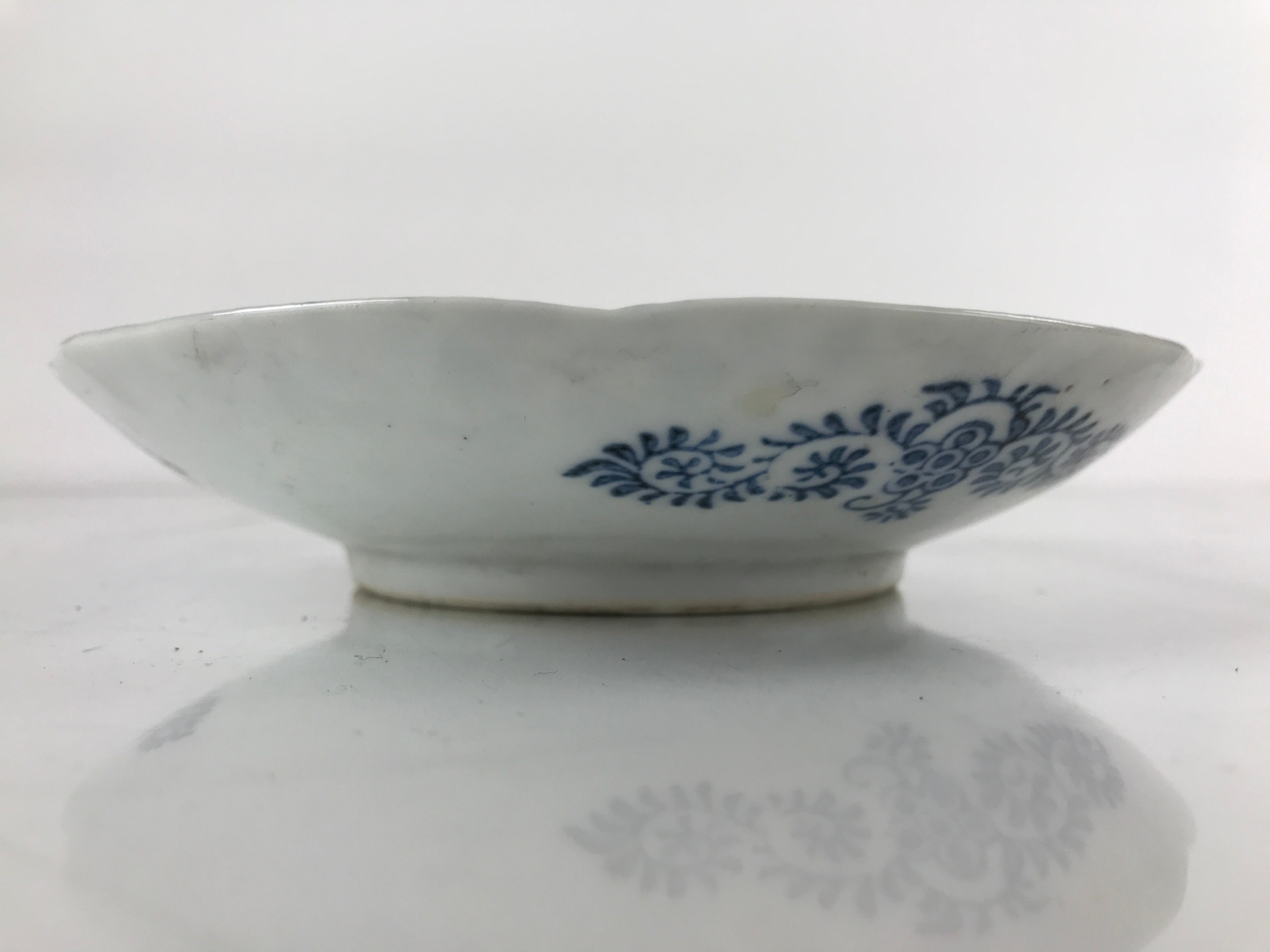 Japanese Porcelain Small Plate Kozara Vtg Sometsuke Peony Botan Blue White PY650