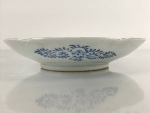 Japanese Porcelain Small Plate Kozara Vtg Sometsuke Peony Botan Blue White PY651