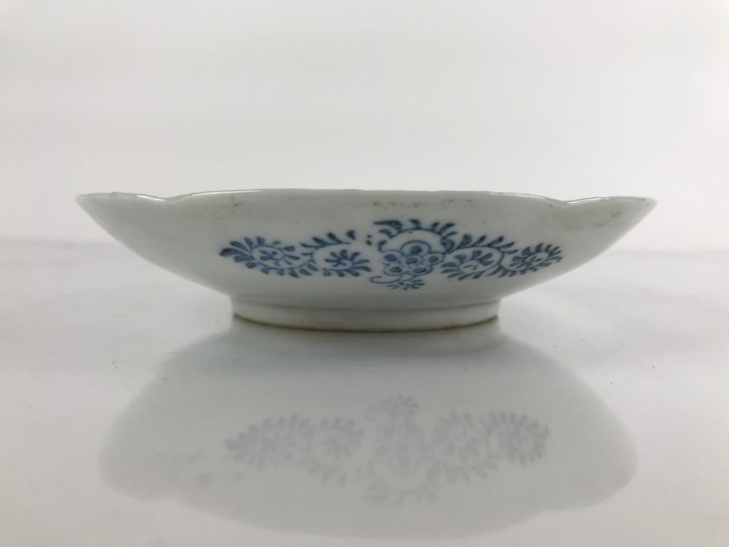 Japanese Porcelain Small Plate Kozara Vtg Sometsuke Peony Botan Blue White PY652