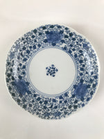 Japanese Porcelain Small Plate Kozara Vtg Sometsuke Peony Botan Blue White PY652