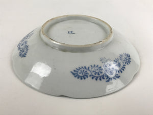 Japanese Porcelain Small Plate Kozara Vtg Sometsuke Peony Botan Blue White PY653