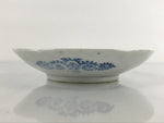 Japanese Porcelain Small Plate Kozara Vtg Sometsuke Peony Botan Blue White PY653