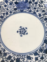 Japanese Porcelain Small Plate Kozara Vtg Sometsuke Peony Botan Blue White PY654