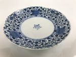 Japanese Porcelain Small Plate Kozara Vtg Sometsuke Peony Botan Blue White PY655