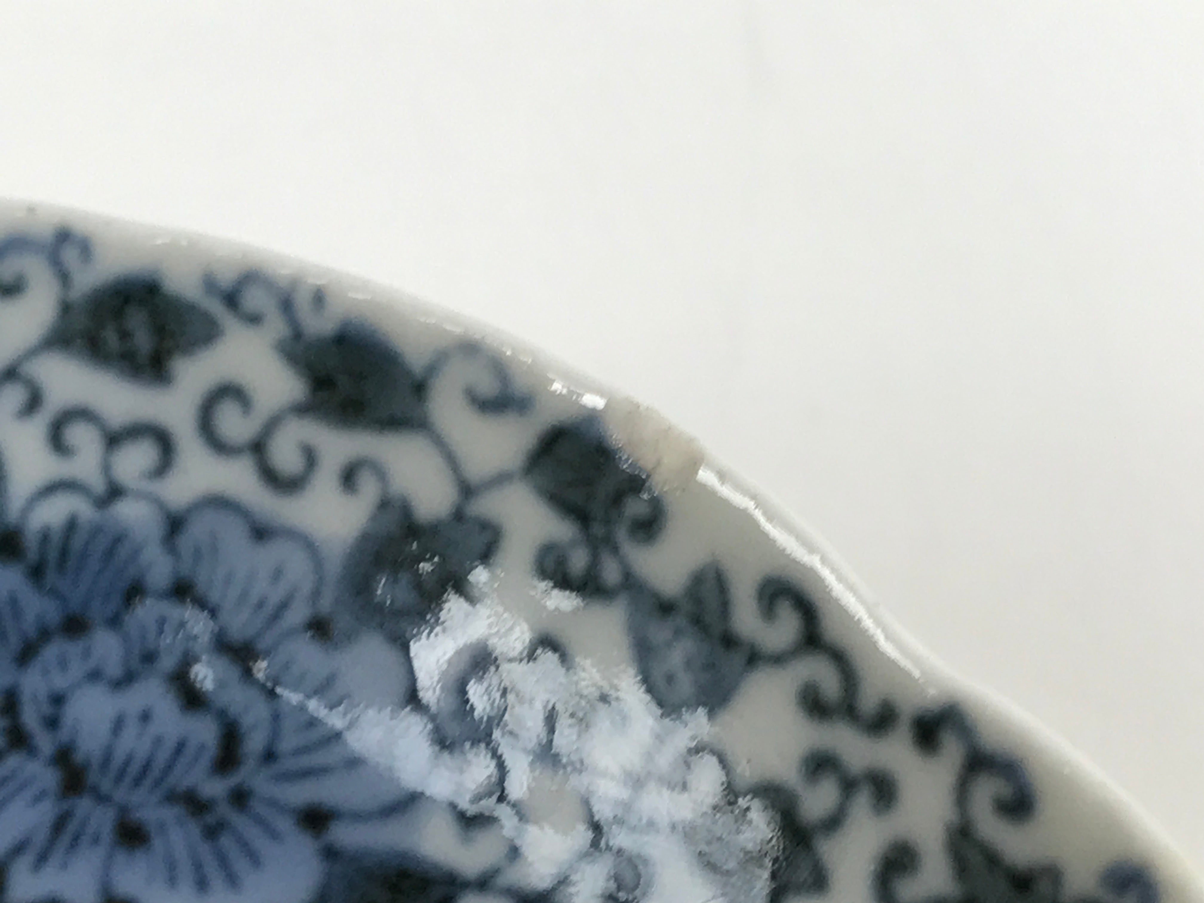 Japanese Porcelain Small Plate Kozara Vtg Sometsuke Peony Botan Blue White PY656