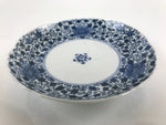 Japanese Porcelain Small Plate Kozara Vtg Sometsuke Peony Botan Blue White PY656