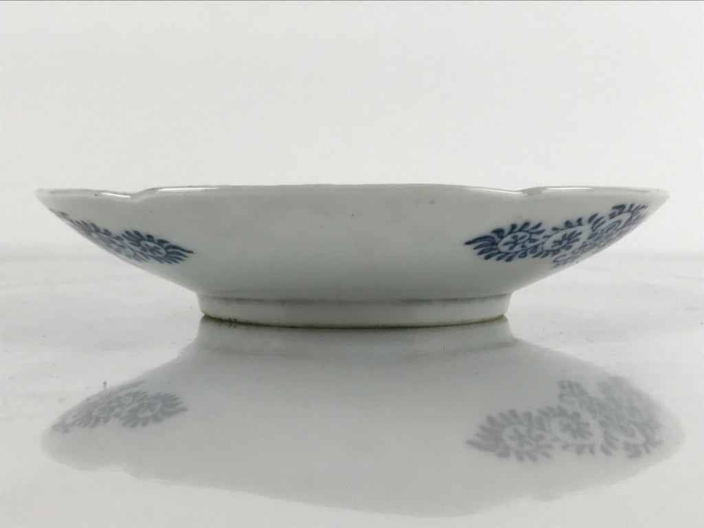 Japanese Porcelain Small Plate Kozara Vtg Sometsuke Peony Botan Blue White PY657