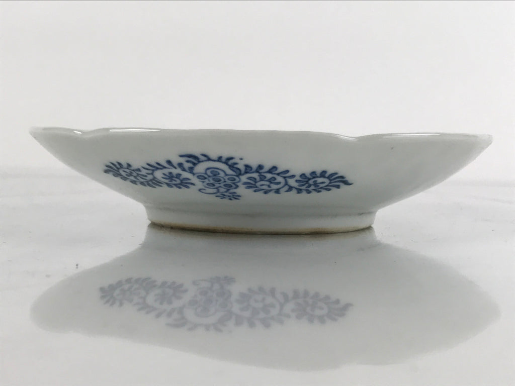 Japanese Porcelain Small Plate Kozara Vtg Sometsuke Peony Botan Blue White PY657