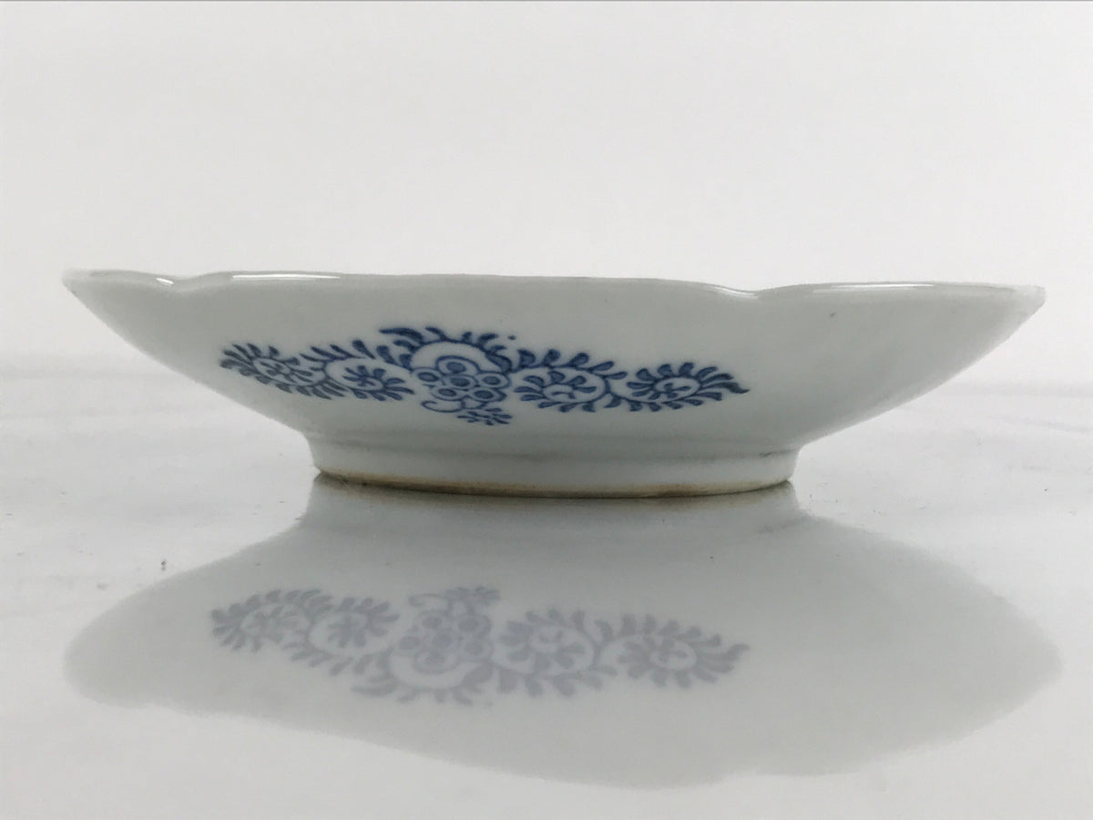 Japanese Porcelain Small Plate Kozara Vtg Sometsuke Peony Botan Blue White PY657