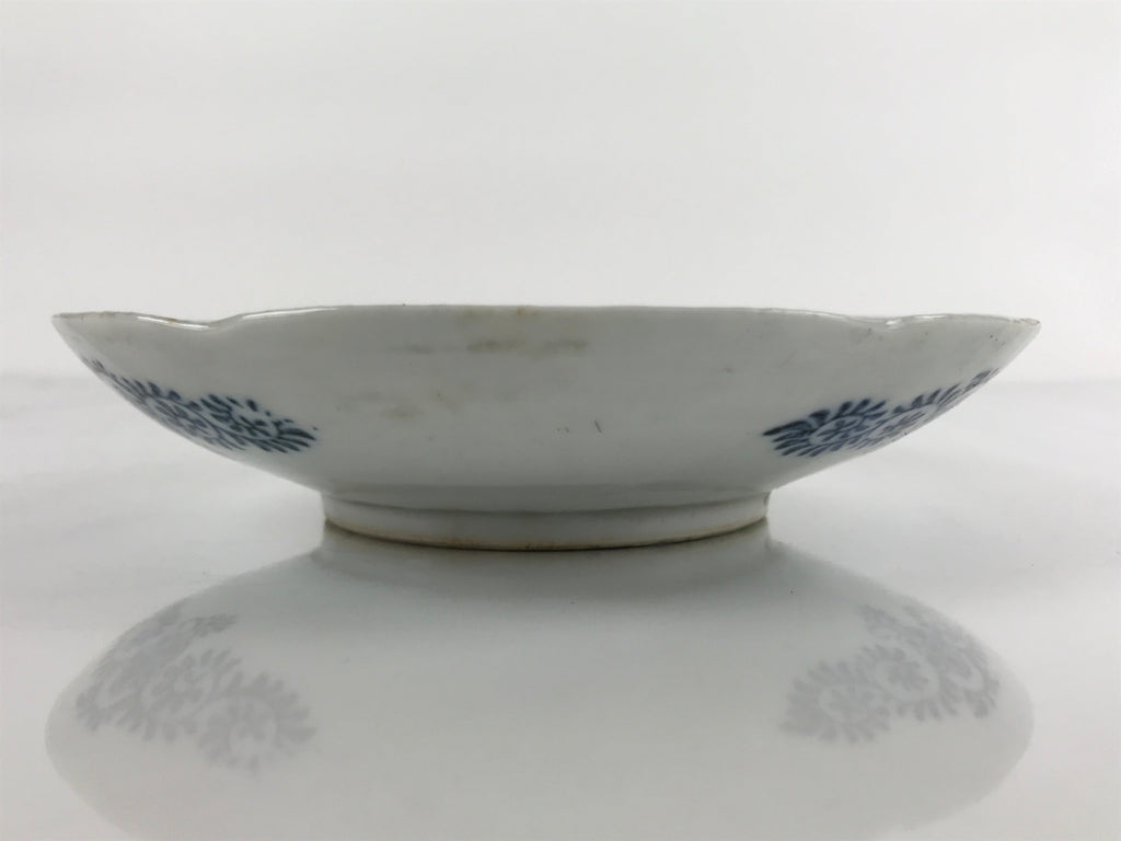 Japanese Porcelain Small Plate Kozara Vtg Sometsuke Peony Botan Blue White PY658