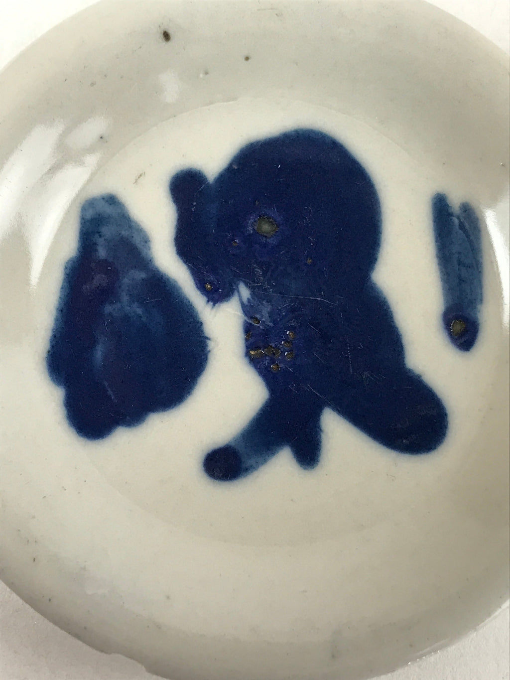 Japanese Porcelain Small Plate Mamezara Vtg Blue Sometsuke Shishi Lion PY637