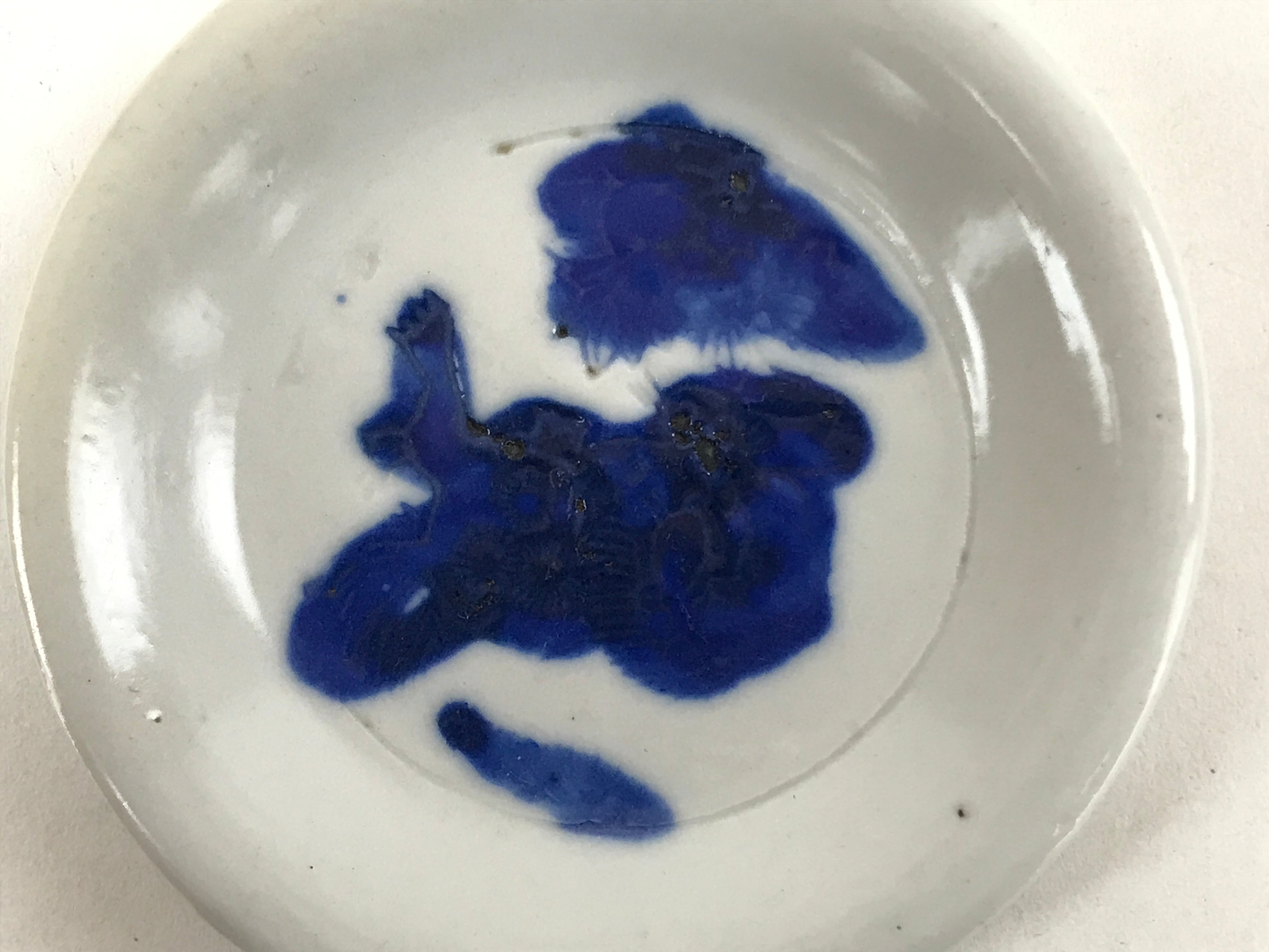 Japanese Porcelain Small Plate Mamezara Vtg Blue Sometsuke Shishi Lion PY638