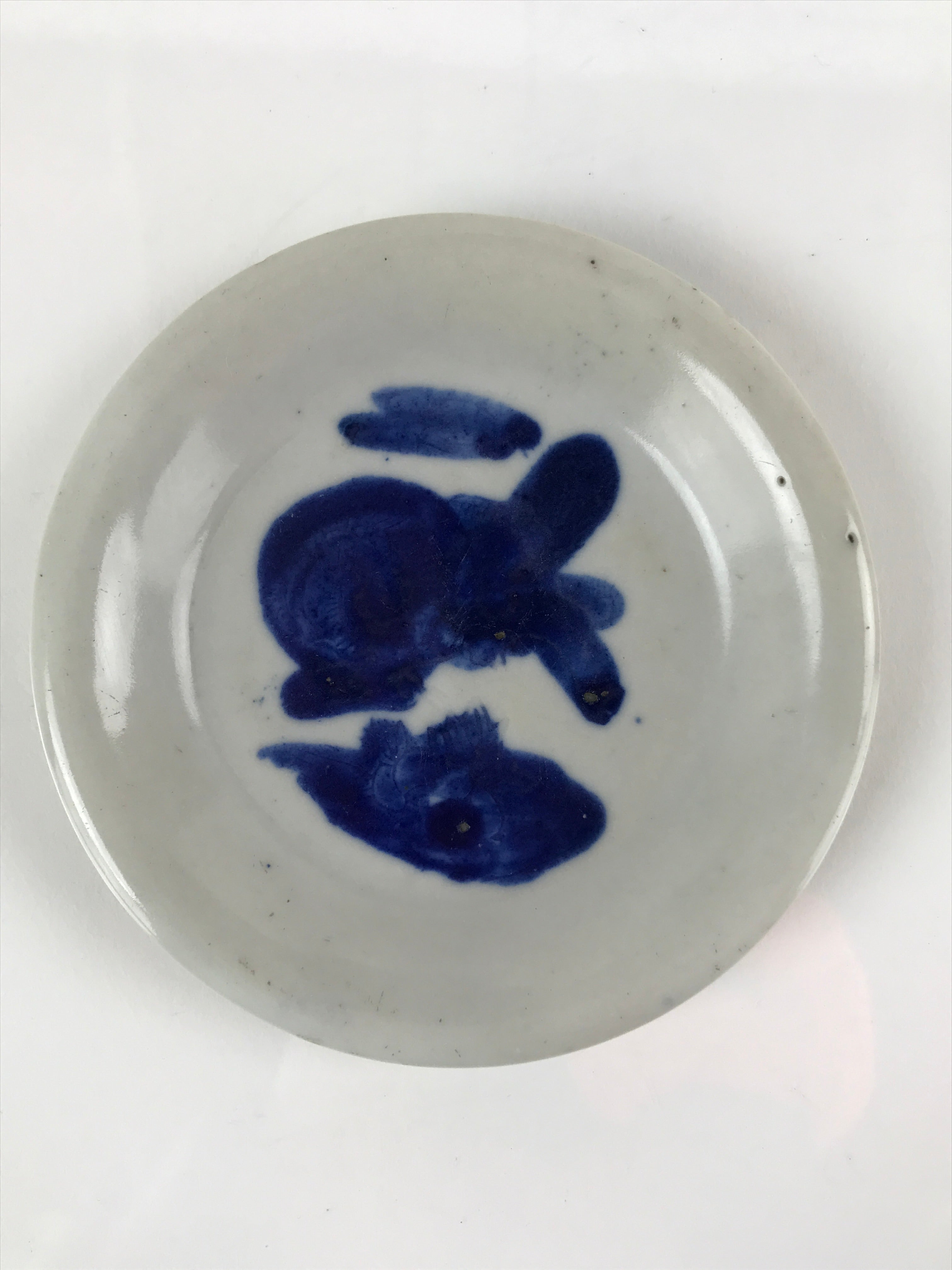 Japanese Porcelain Small Plate Mamezara Vtg Blue Sometsuke Shishi Lion PY798