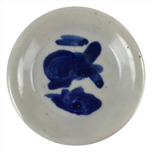 Japanese Porcelain Small Plate Mamezara Vtg Blue Sometsuke Shishi Lion PY798